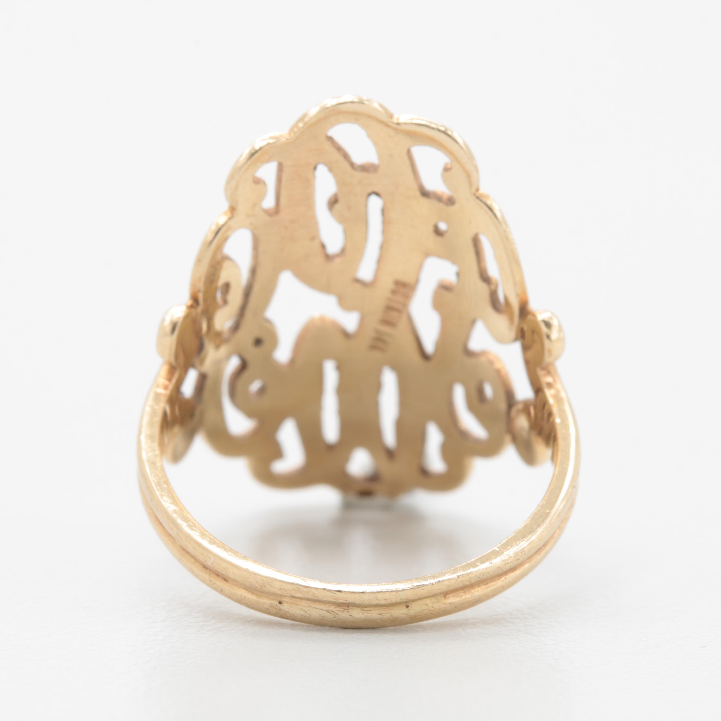 14K Yellow Gold Monogram Ring