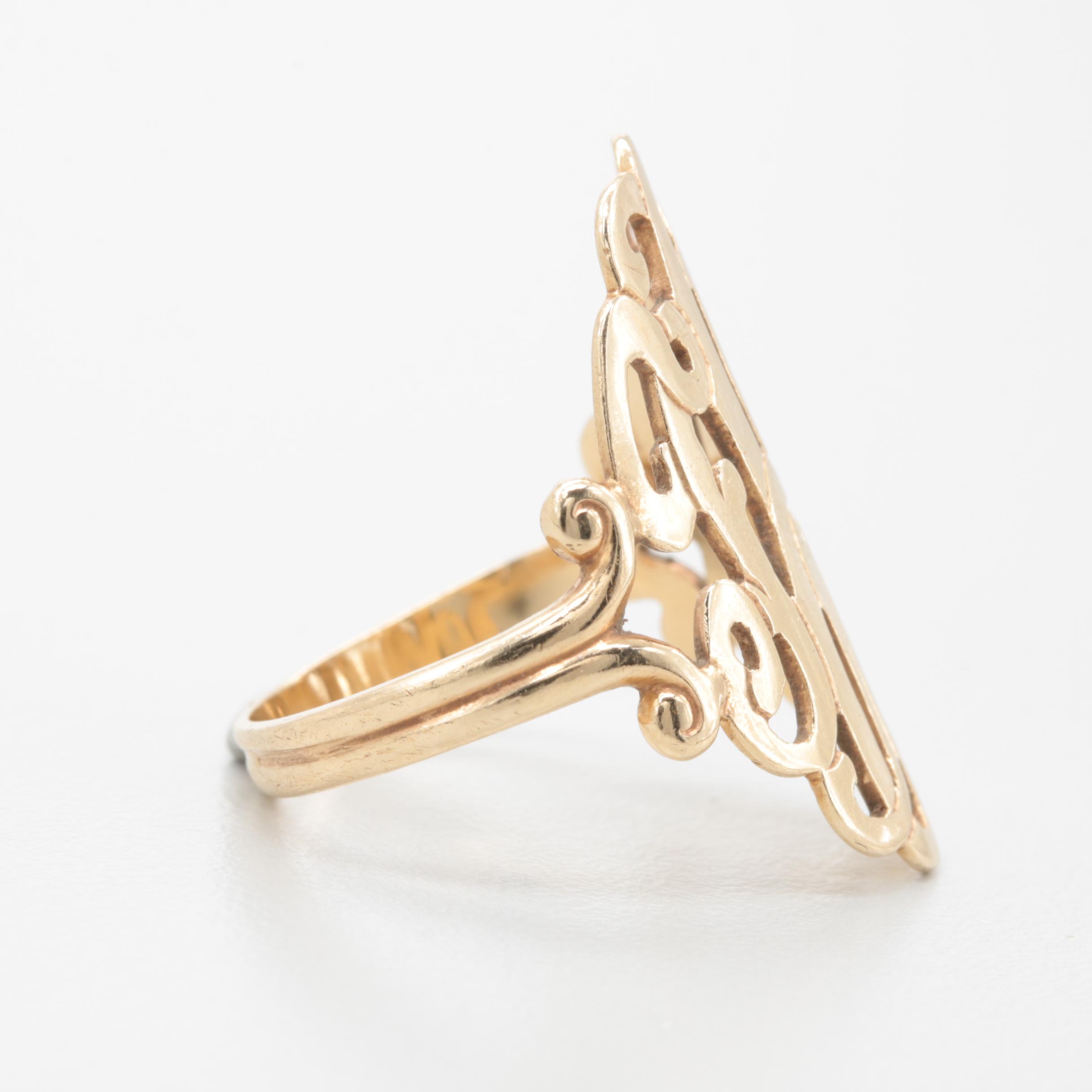 14K Yellow Gold Monogram Ring