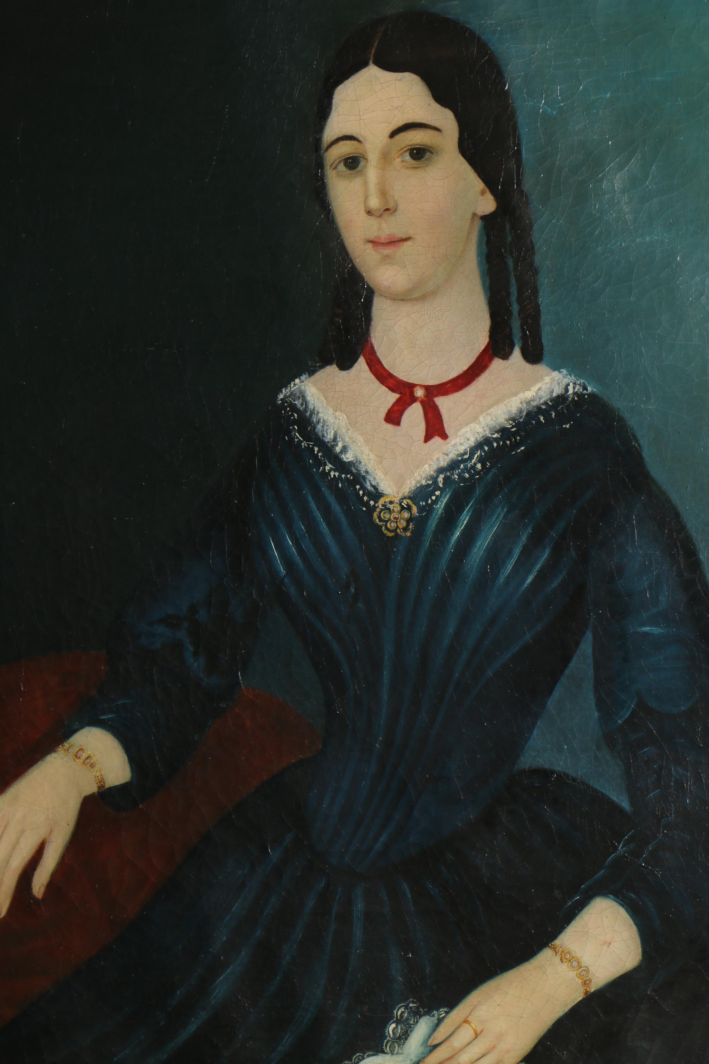 American School, Portrait of a Lady, Oil Painting, Late 18th Century