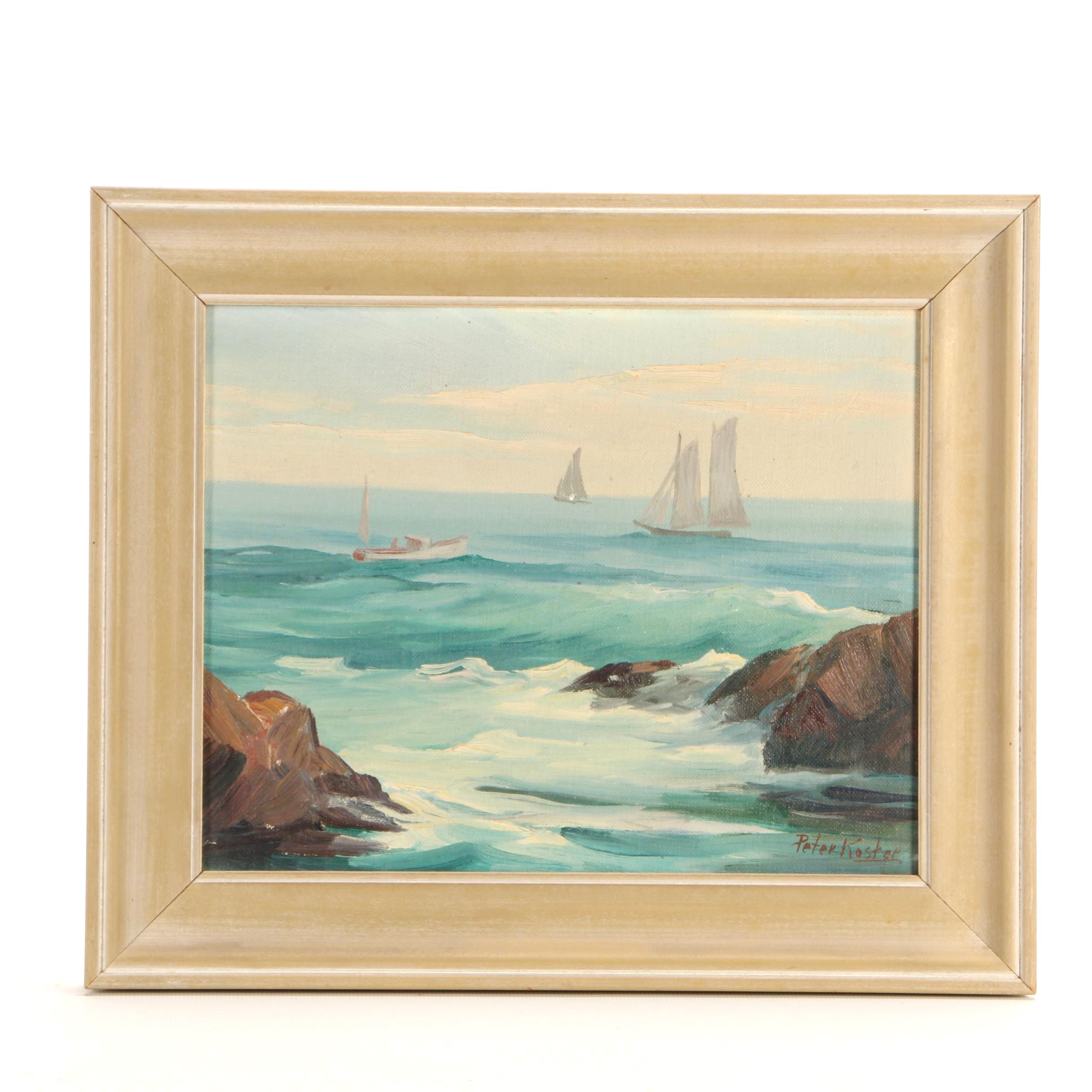 Peter Koster Oil Seascape Painting "Summer at Bass Rocks"