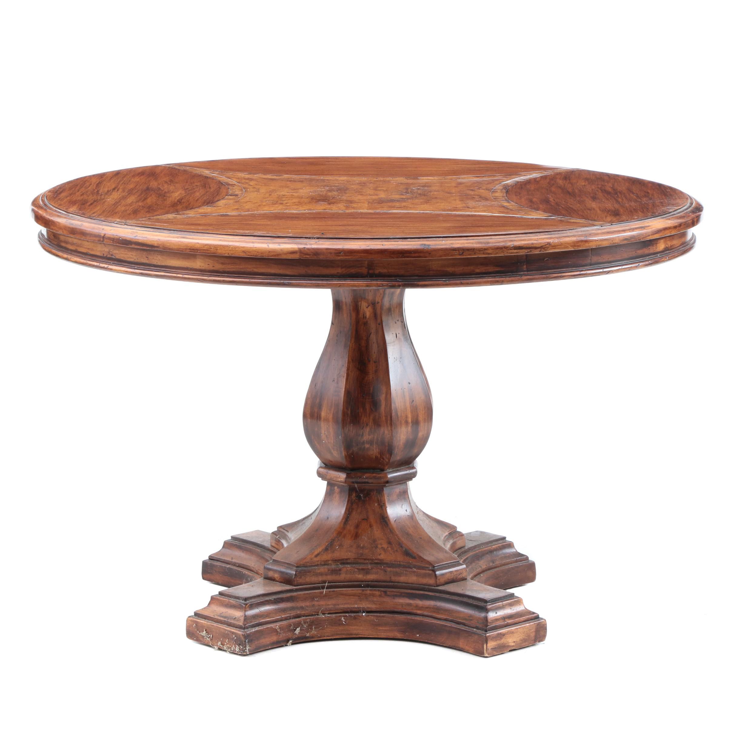 Round Dining Set With Burl Insert by Lorts With Four Chairs EBTH