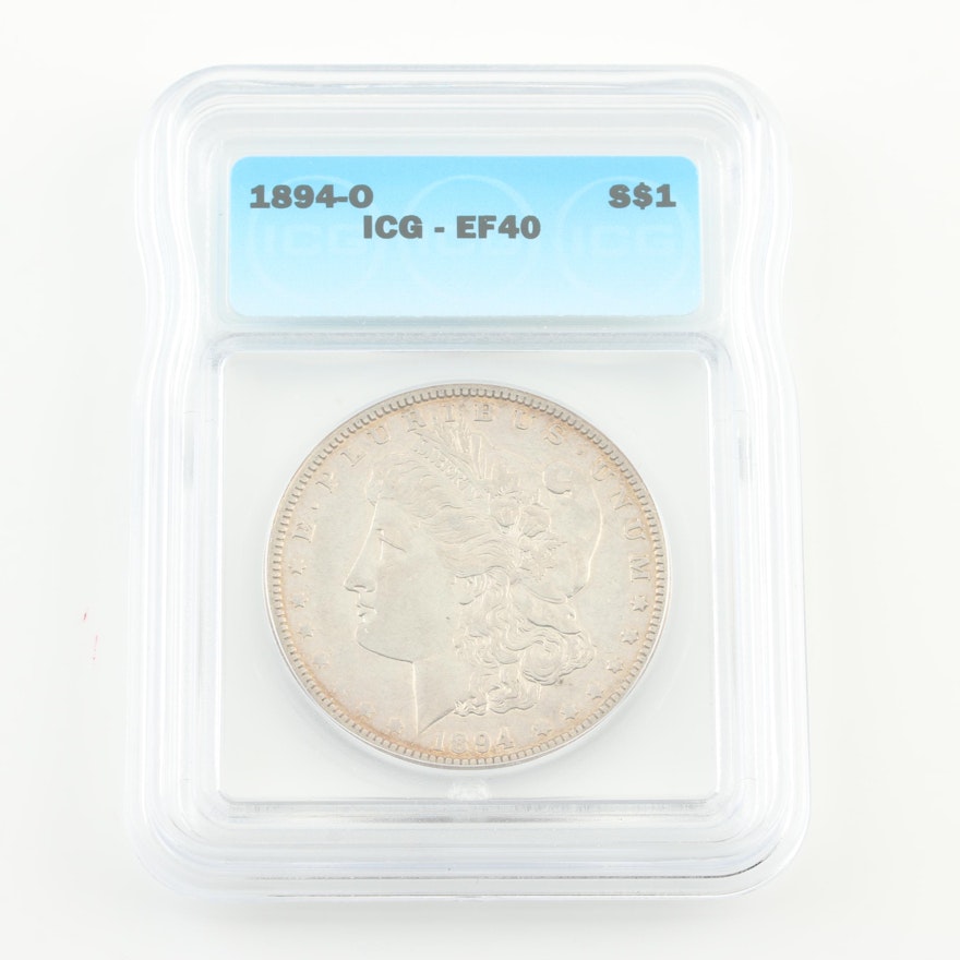 Graded EF40 By ICG 1894-O Silver Morgan Dollar