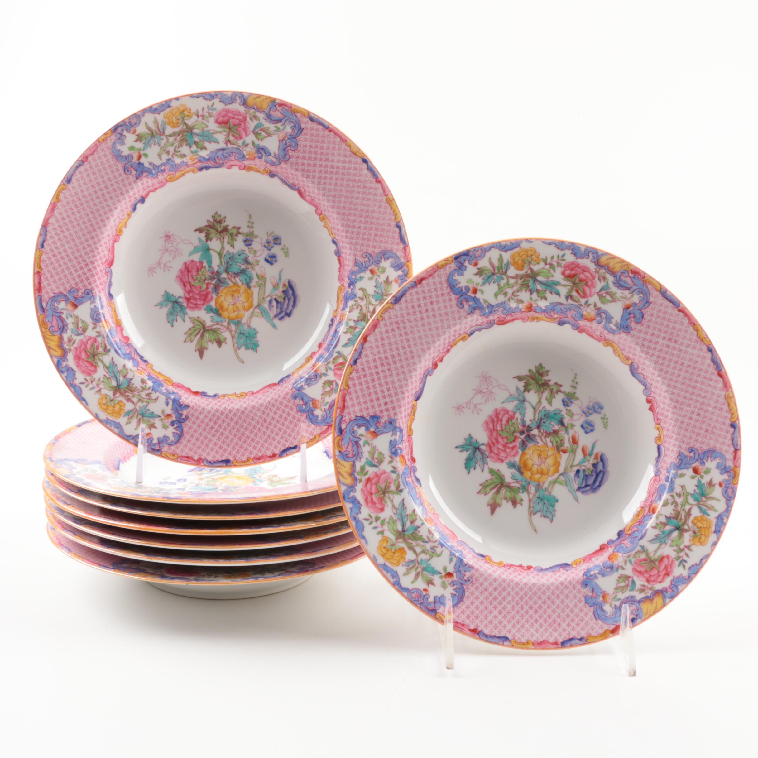 Spode "China Rose " Transferware Soup Rim Bowls