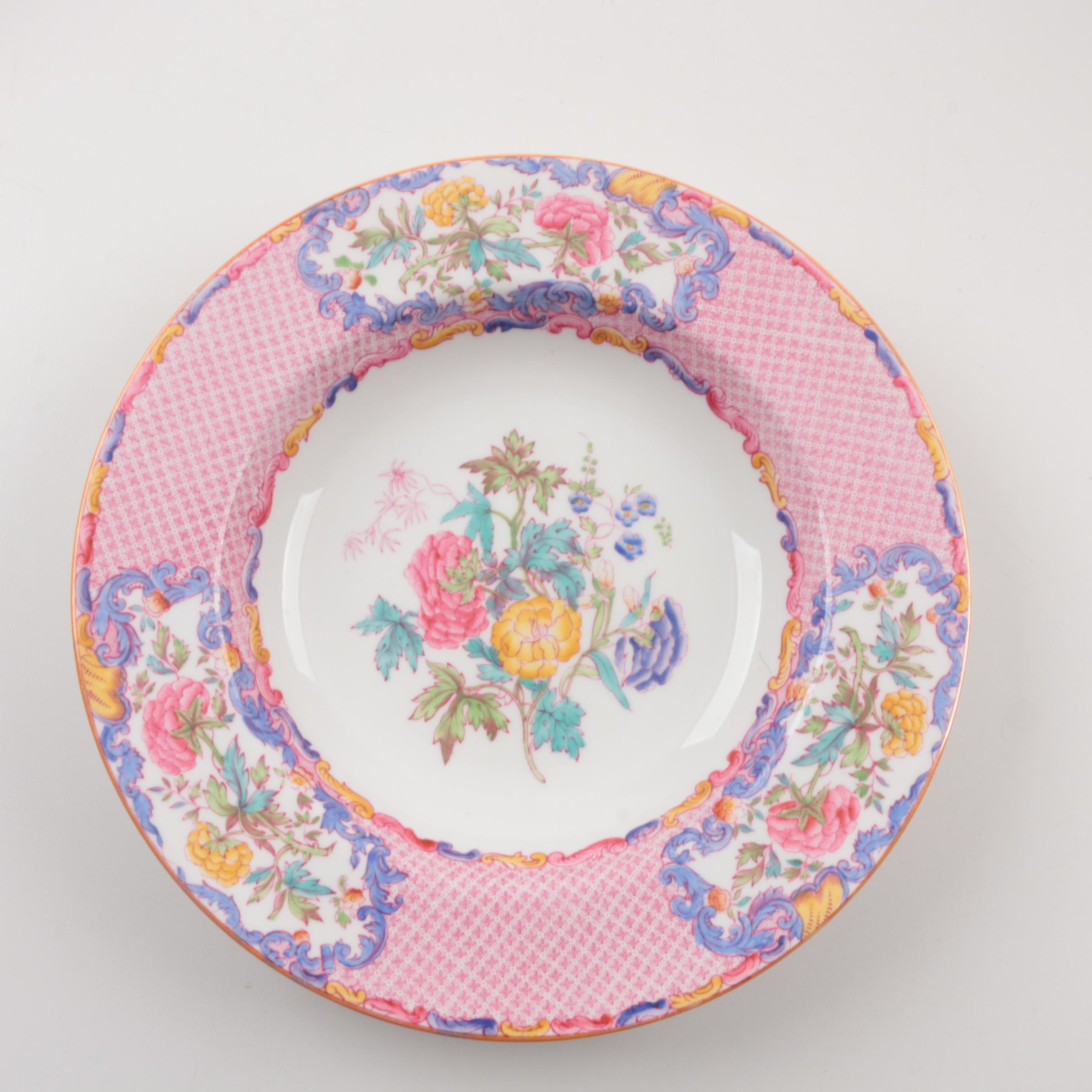 Spode "China Rose " Transferware Soup Rim Bowls