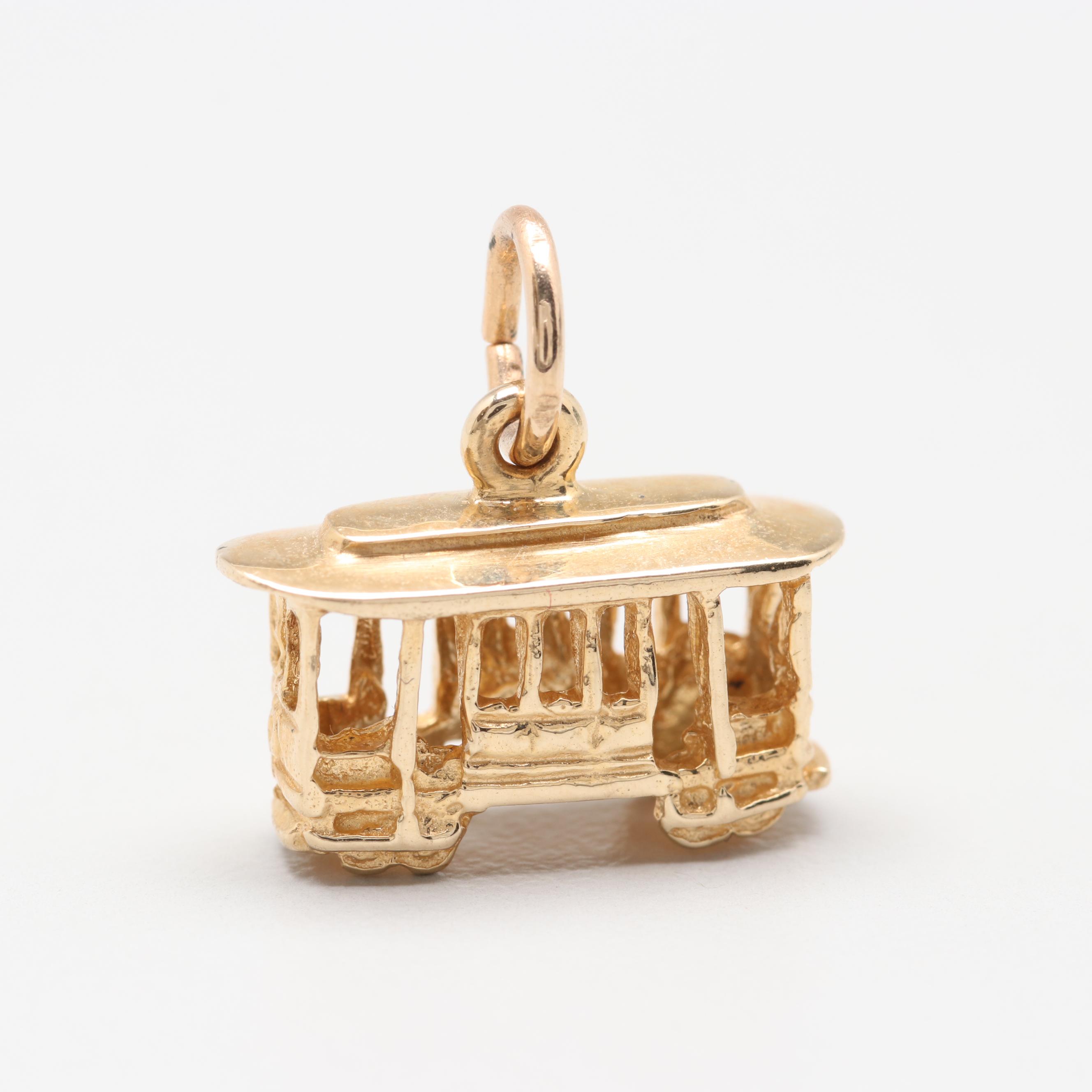 14K Yellow Gold Cable Car Charm