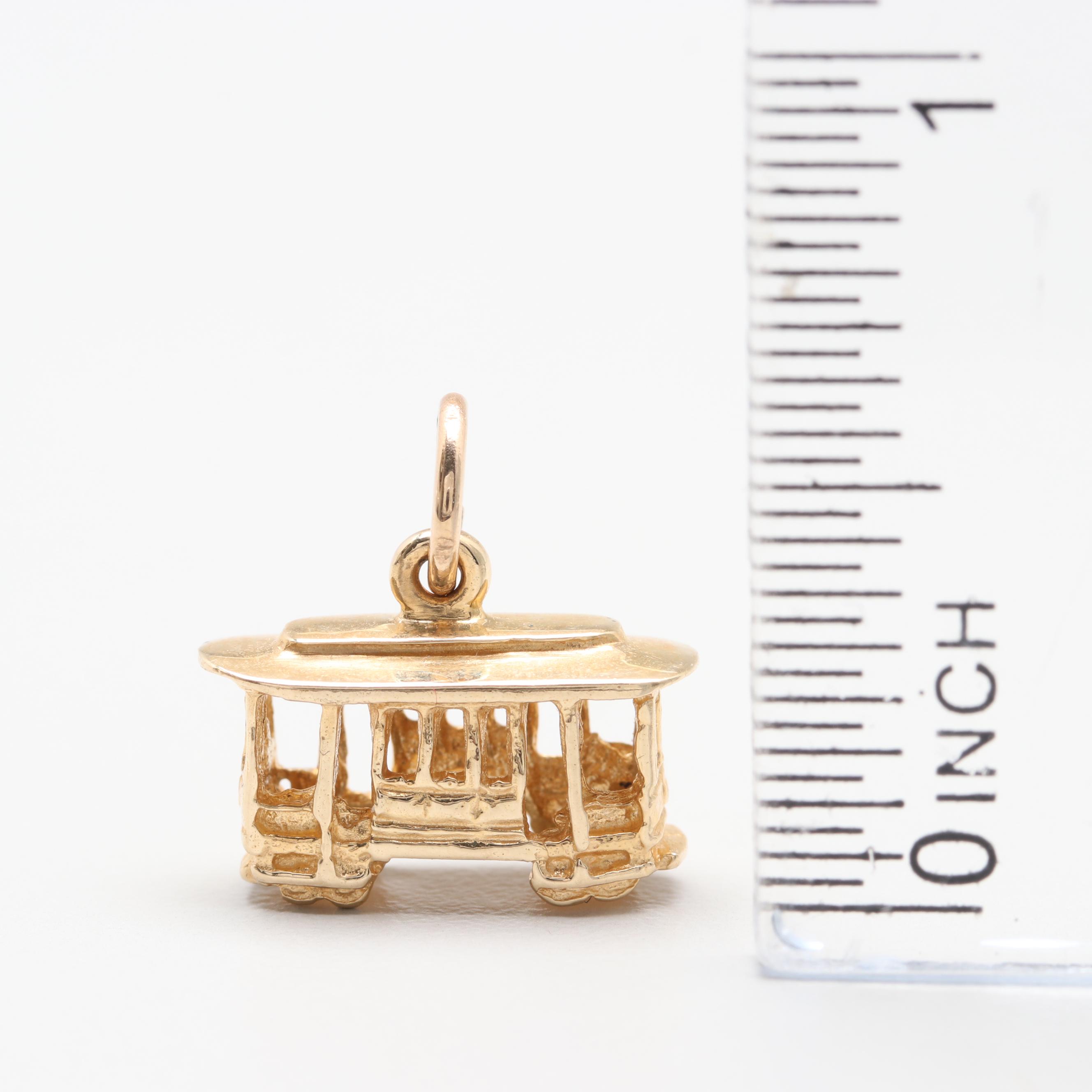 14K Yellow Gold Cable Car Charm