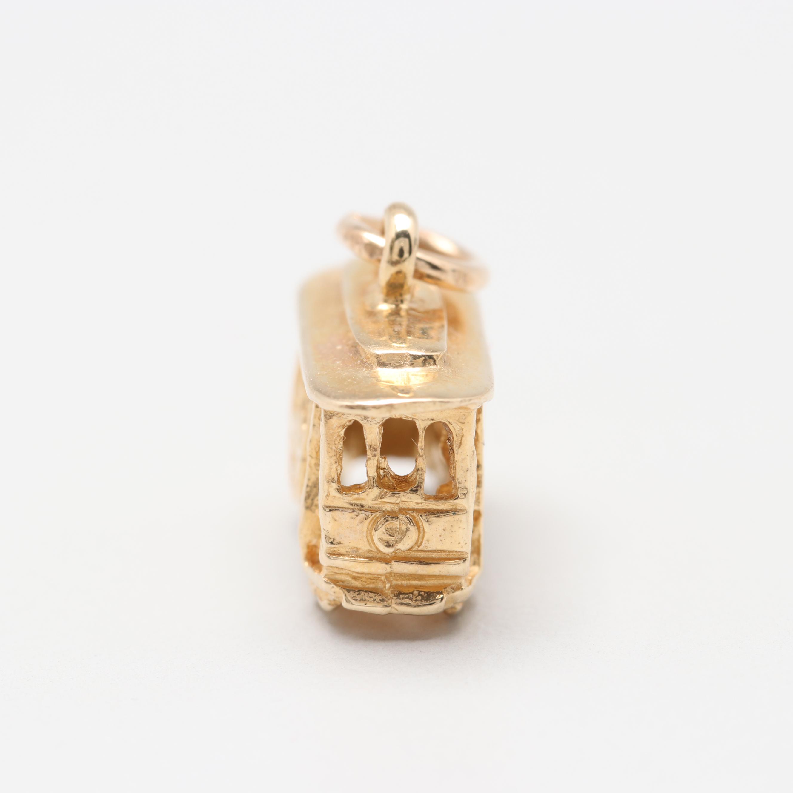 14K Yellow Gold Cable Car Charm