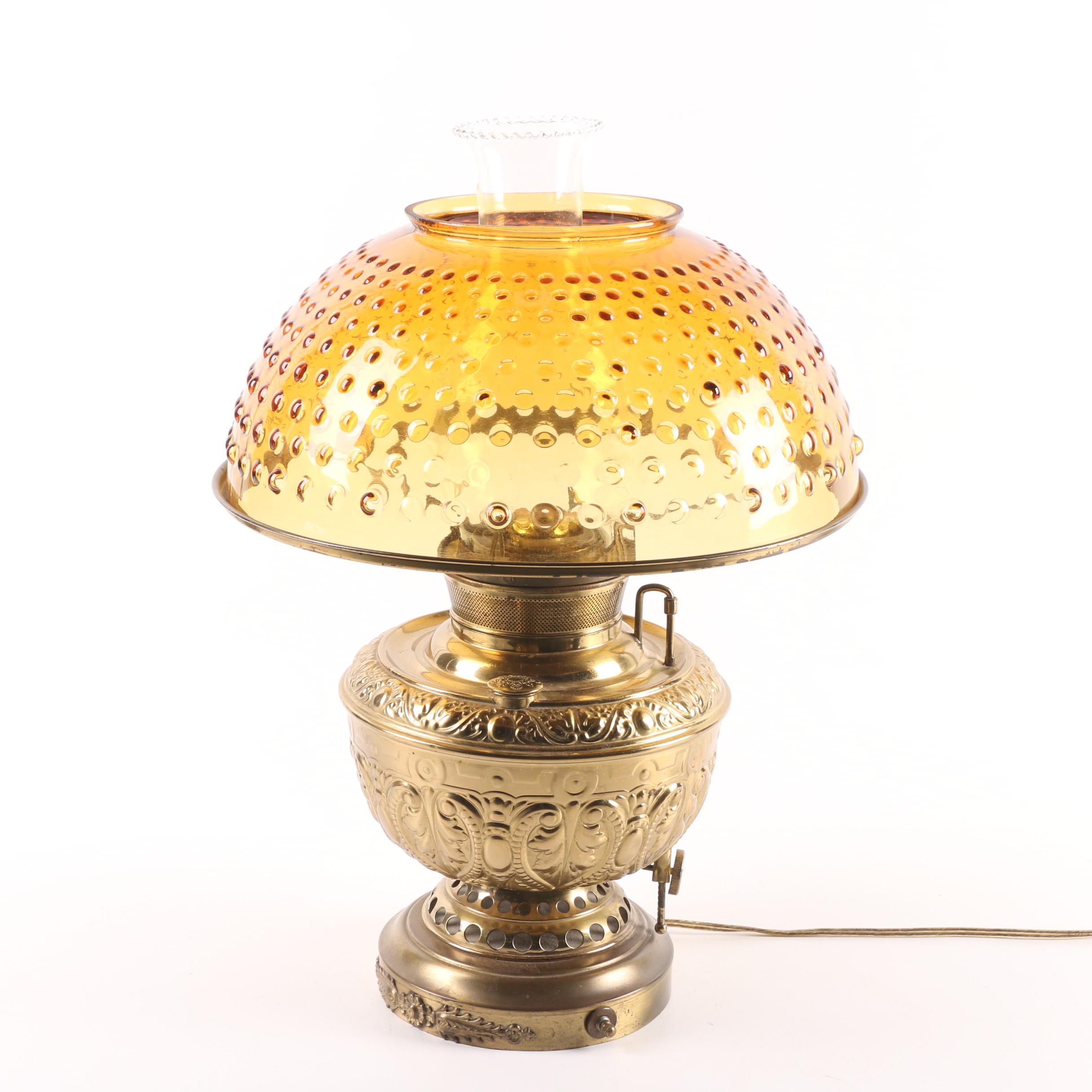 Antique Converted Late Victorian Kerosene Lamp