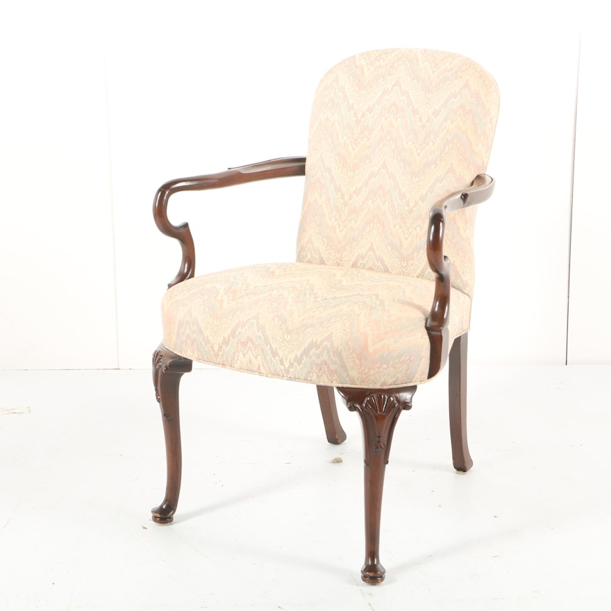 Queen Anne Style Upholstered Armchair