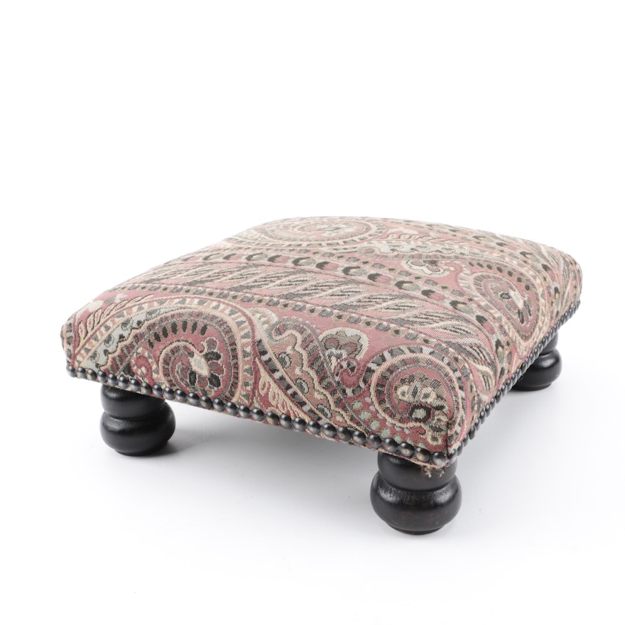 Vintage English Upholstered Footstool