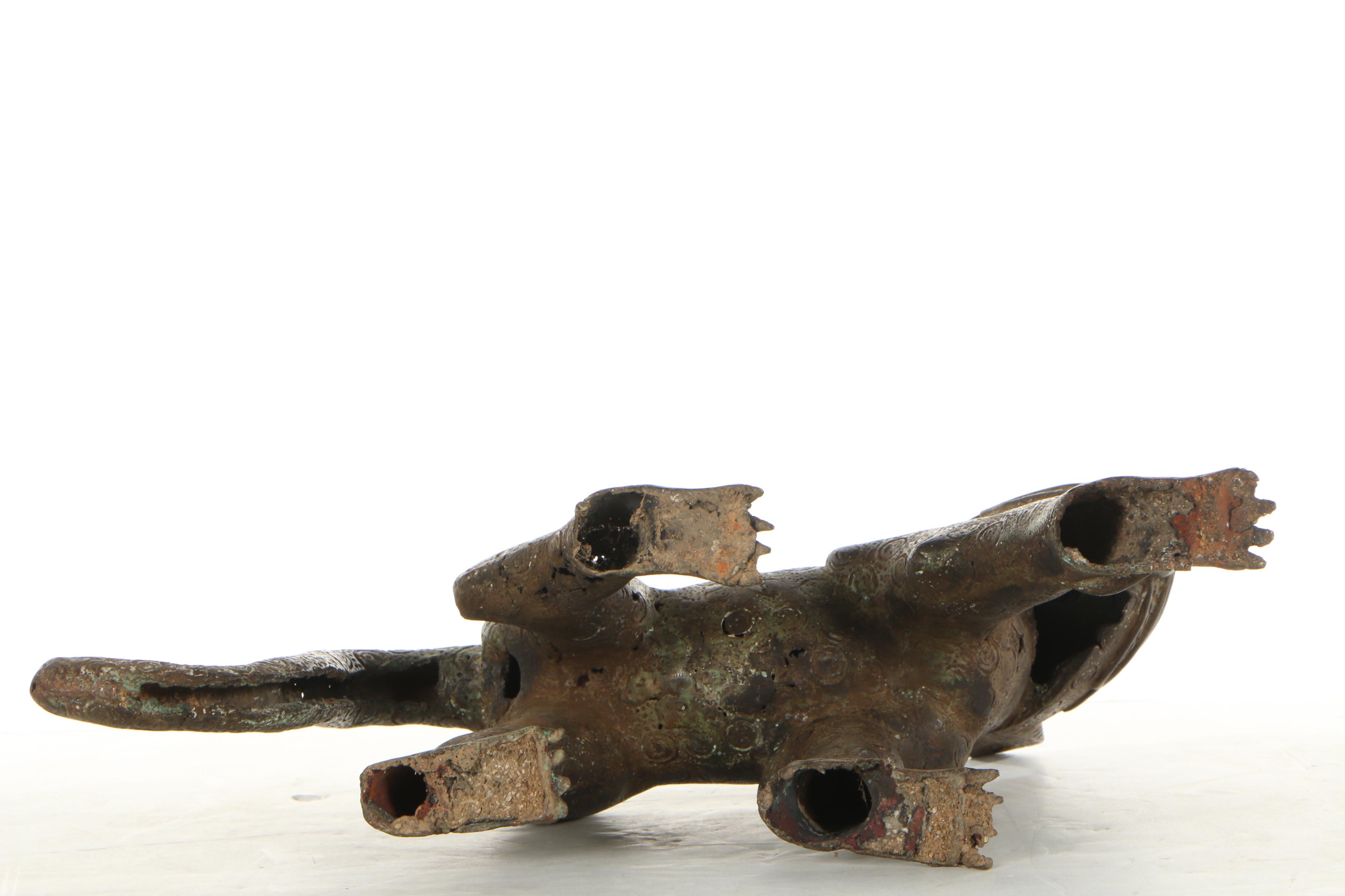 20th Century African Benin Copper Alloy Leopard Aquamanile