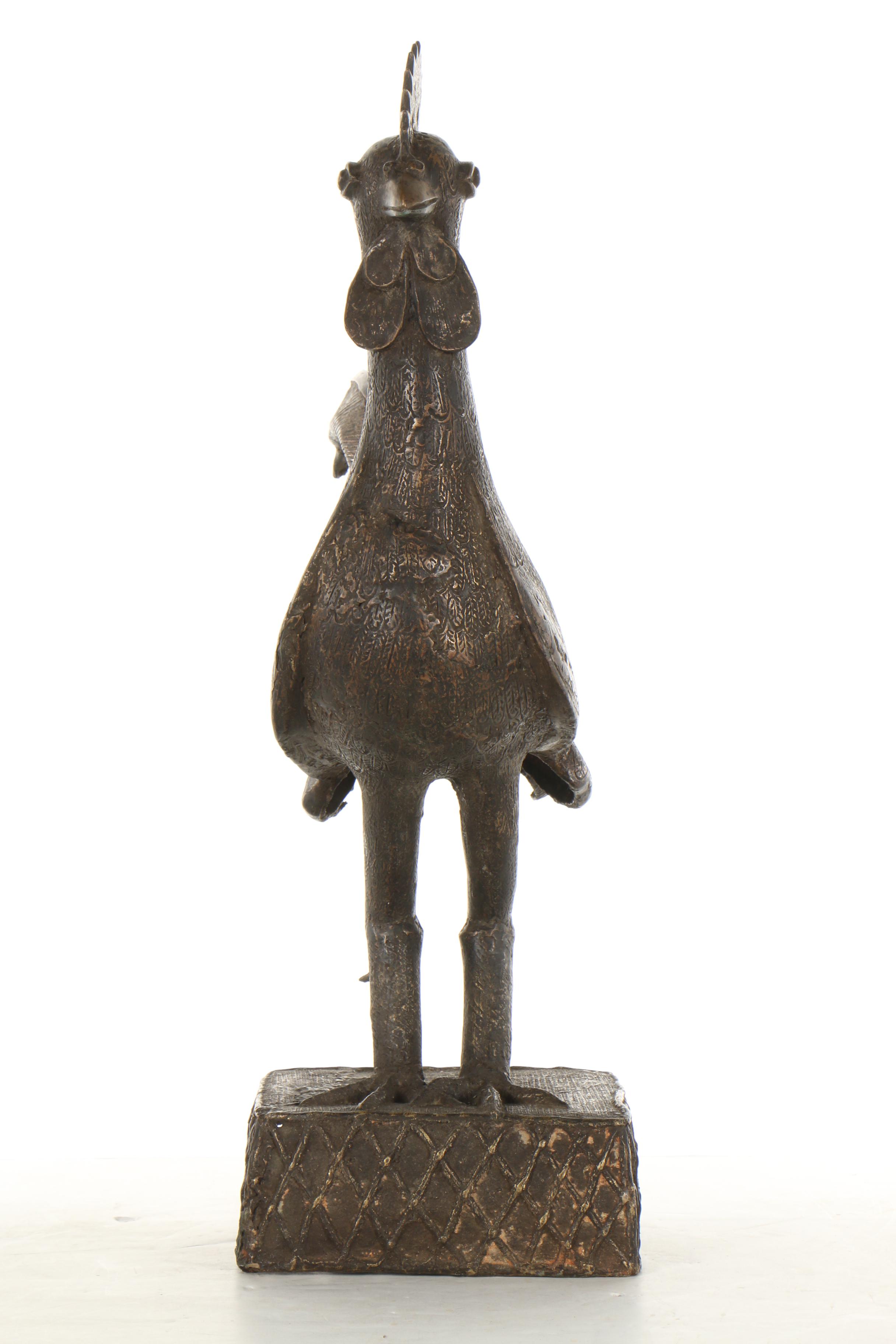 20th Century Benin Brass Sculpture of a Rooster