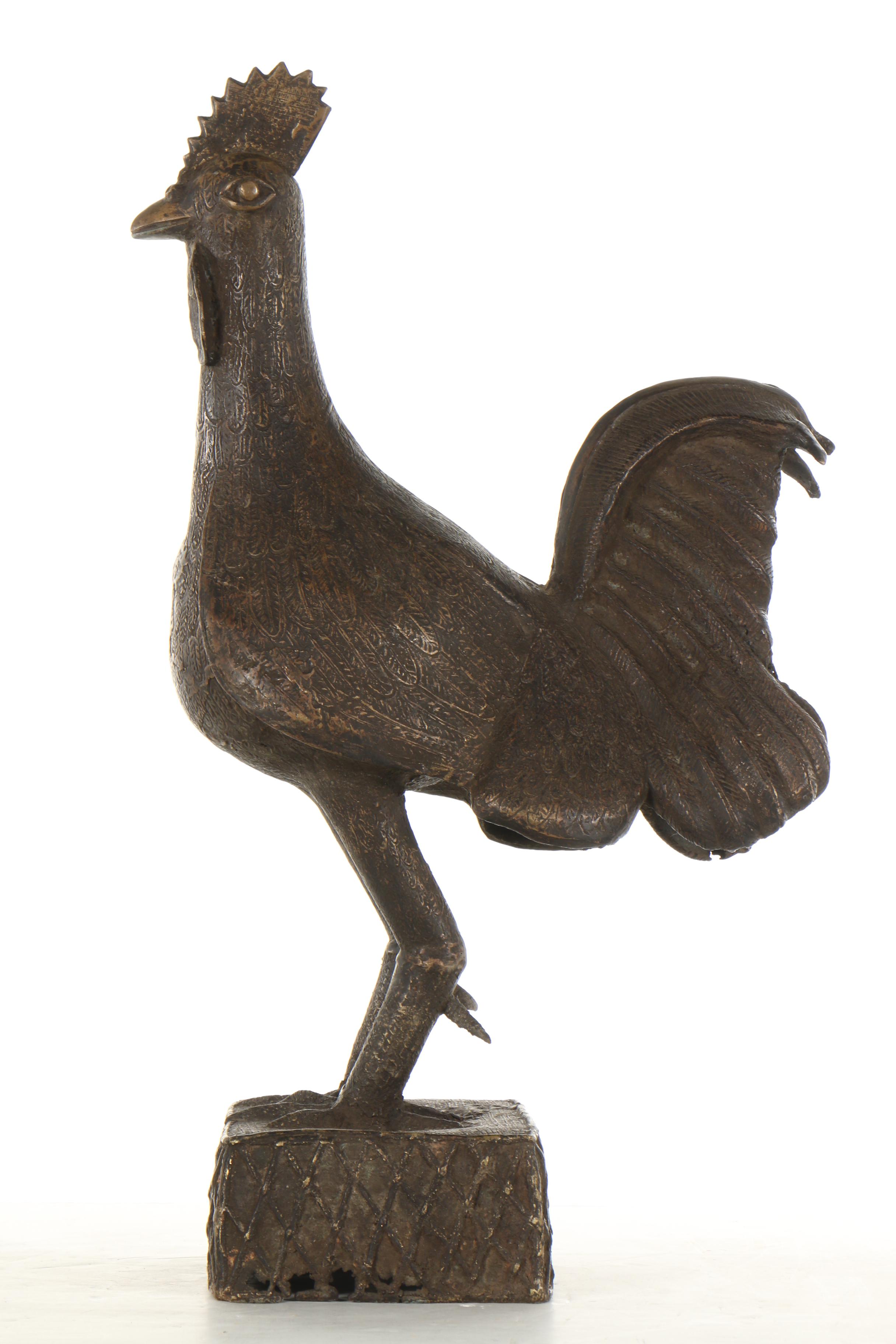 20th Century Benin Brass Sculpture of a Rooster