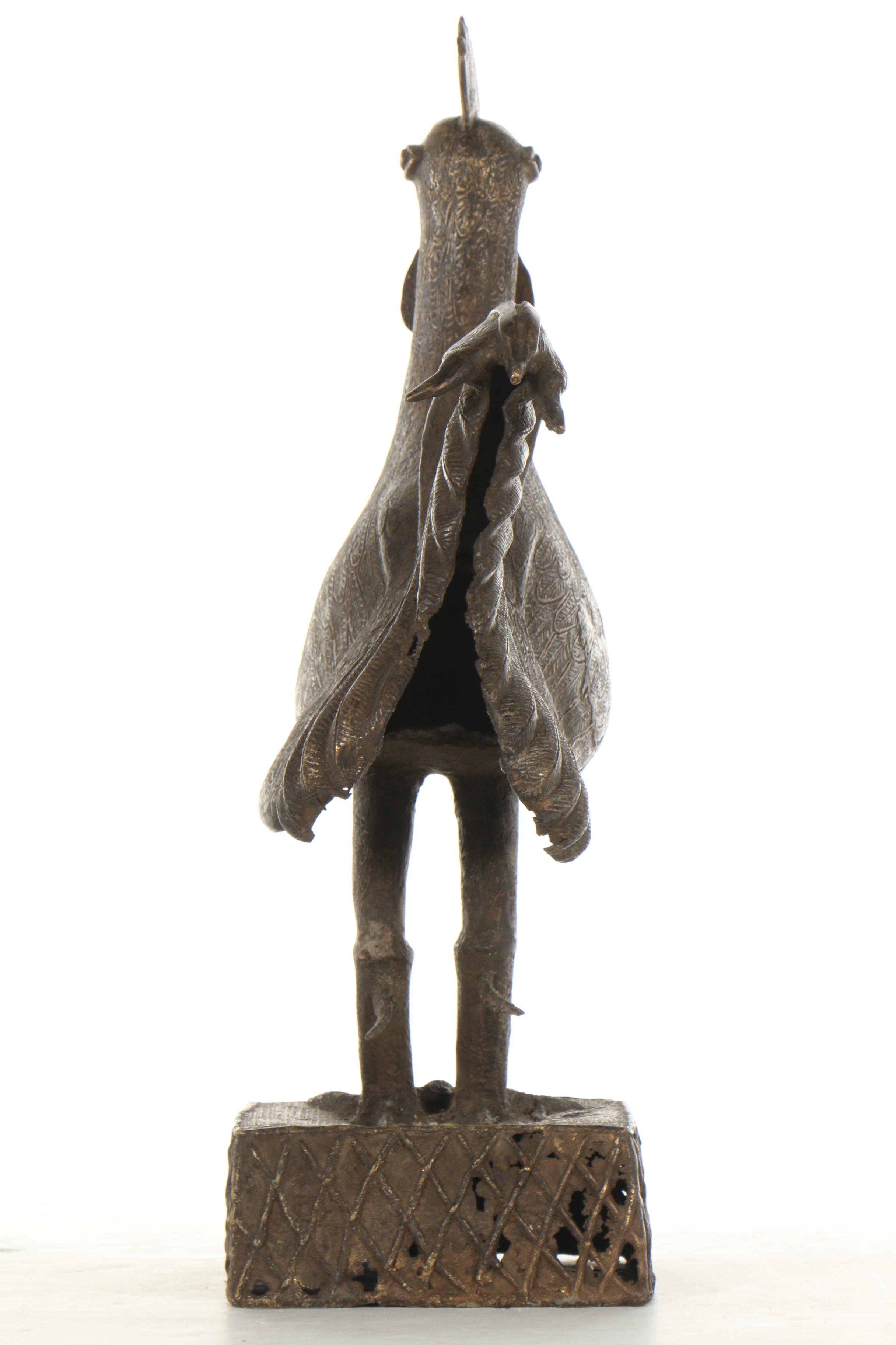 20th Century Benin Brass Sculpture of a Rooster