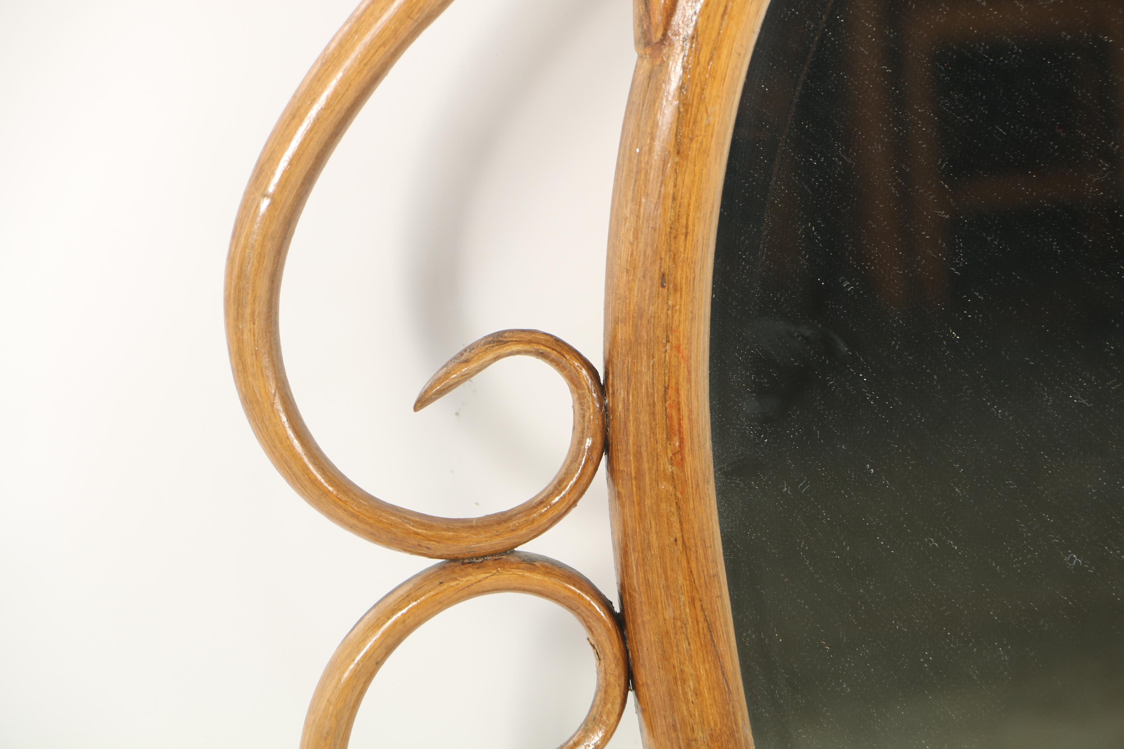 Vintage Scrolling Bentwood Framed Oval Wall Mirror