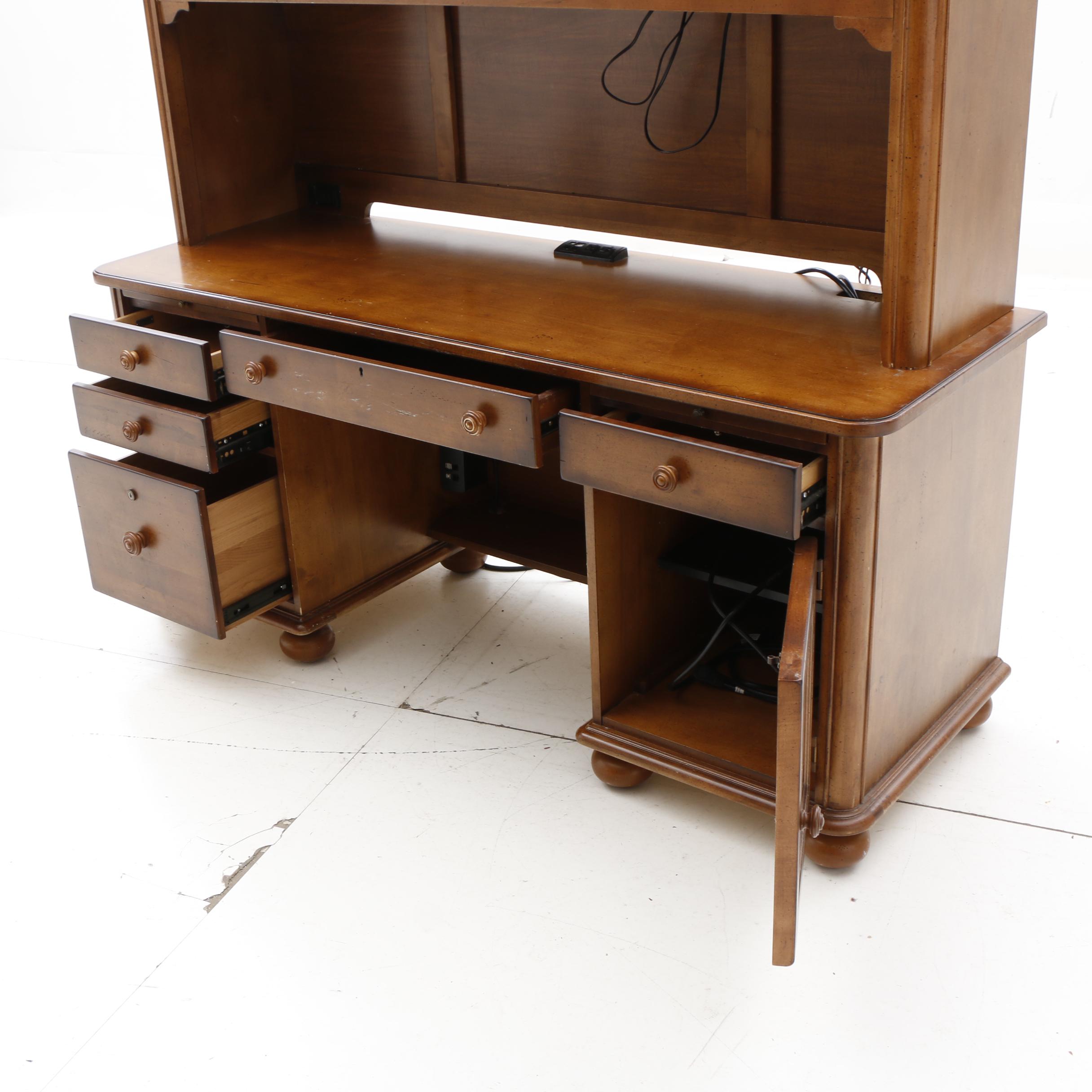 Contemporary Maple Desk with Hutch by Stanley