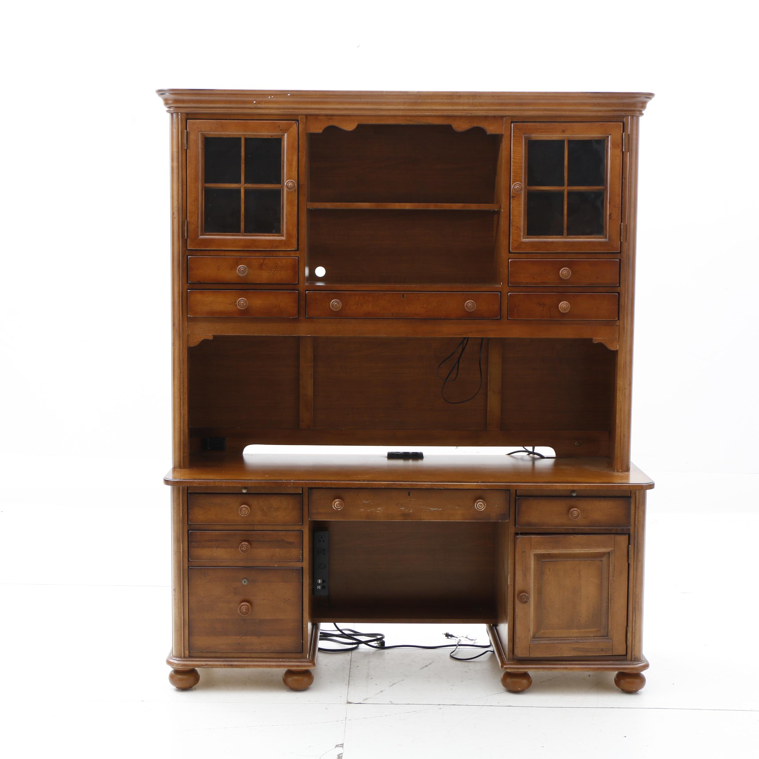 Contemporary Maple Desk with Hutch by Stanley