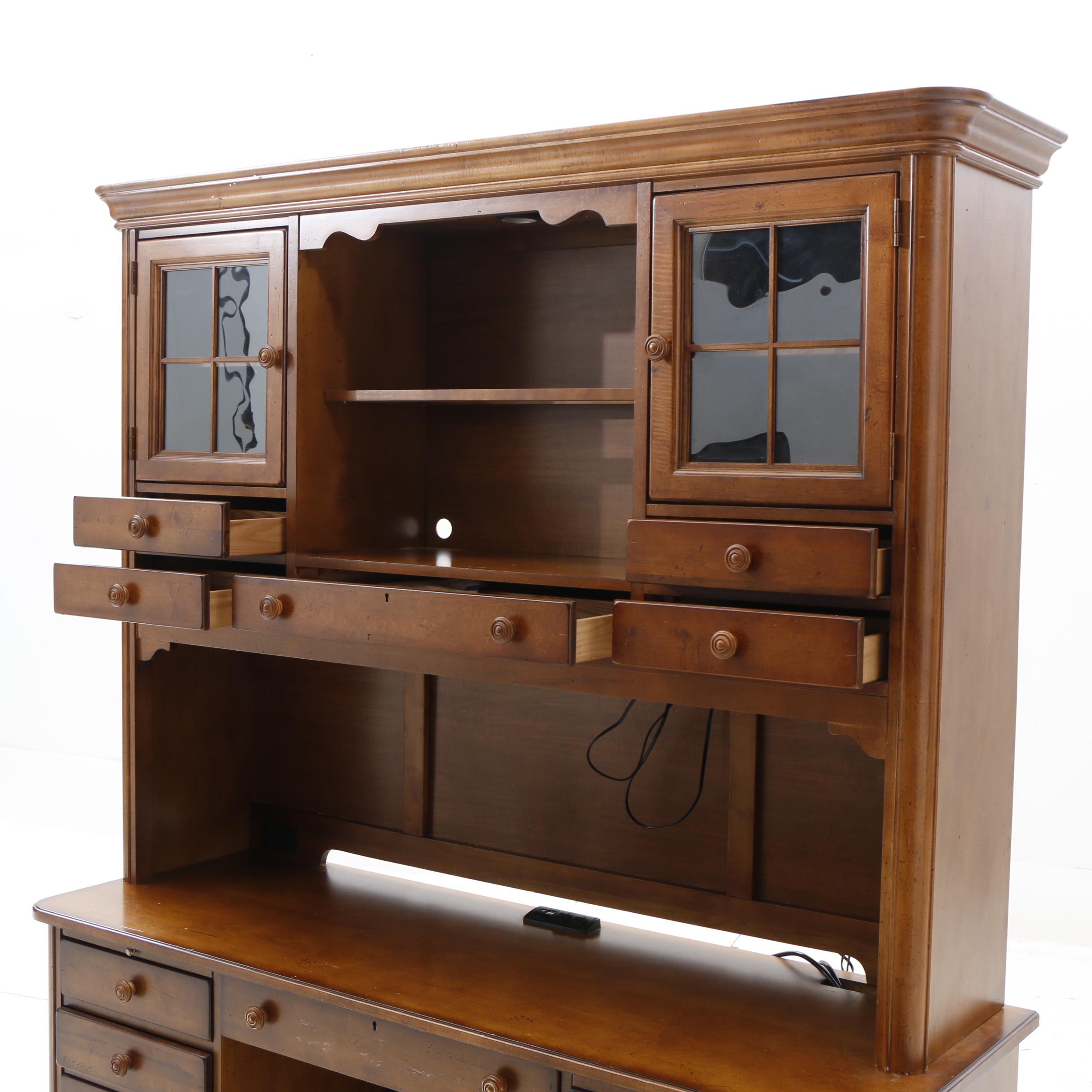 Contemporary Maple Desk with Hutch by Stanley