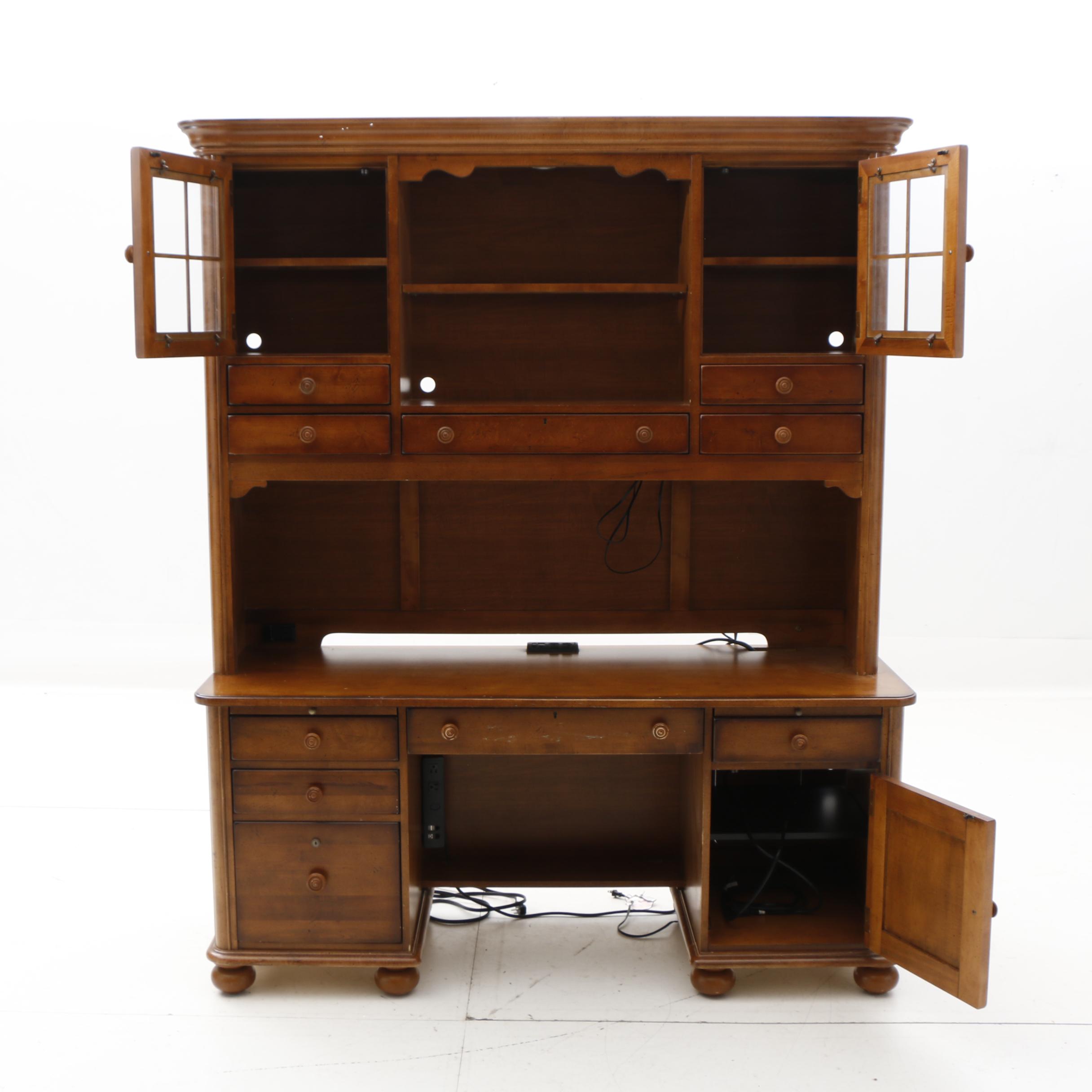 Contemporary Maple Desk with Hutch by Stanley