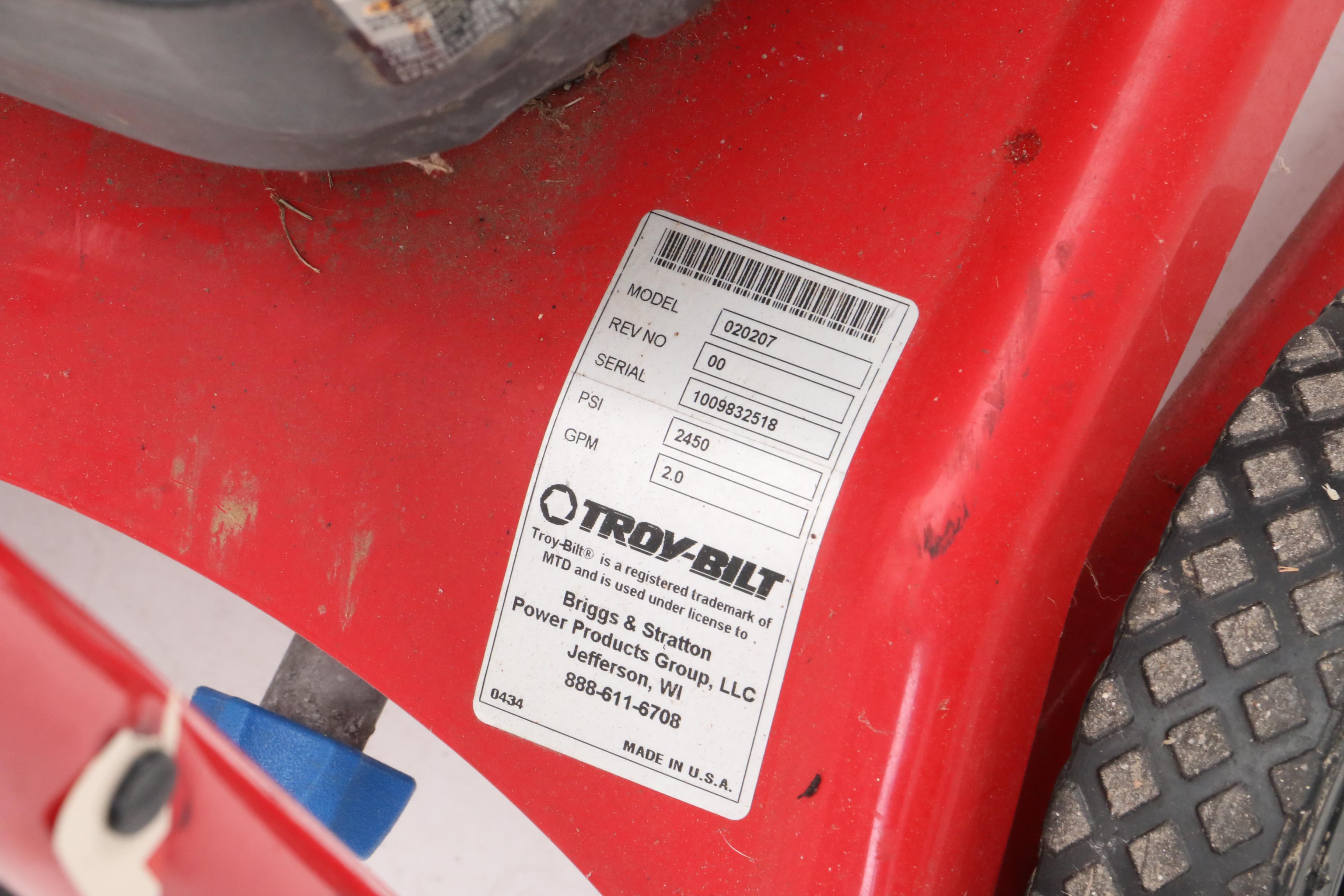 Troy-Bilt "Quantum 6.75 HP Pressure Washer