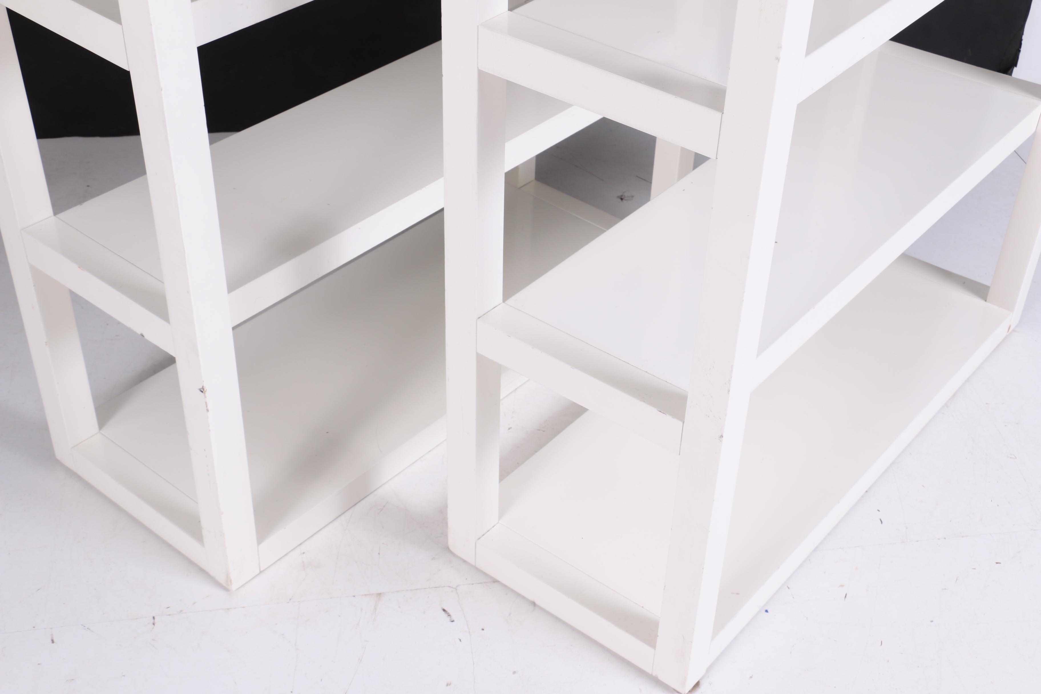Pair of West Elm White-Lacquered "Parsons Tower" Étagère Bookcases