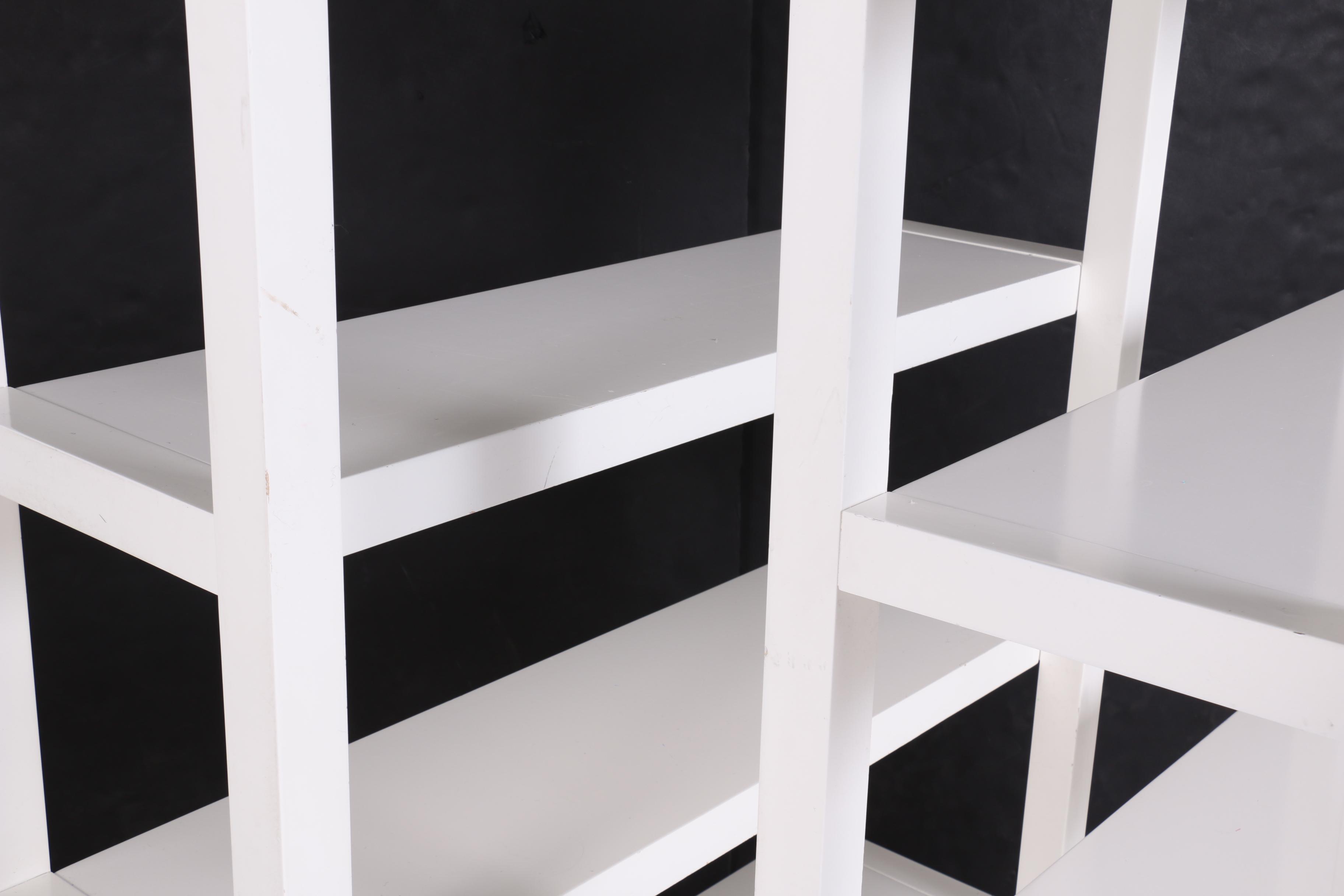 Pair of West Elm White-Lacquered "Parsons Tower" Étagère Bookcases