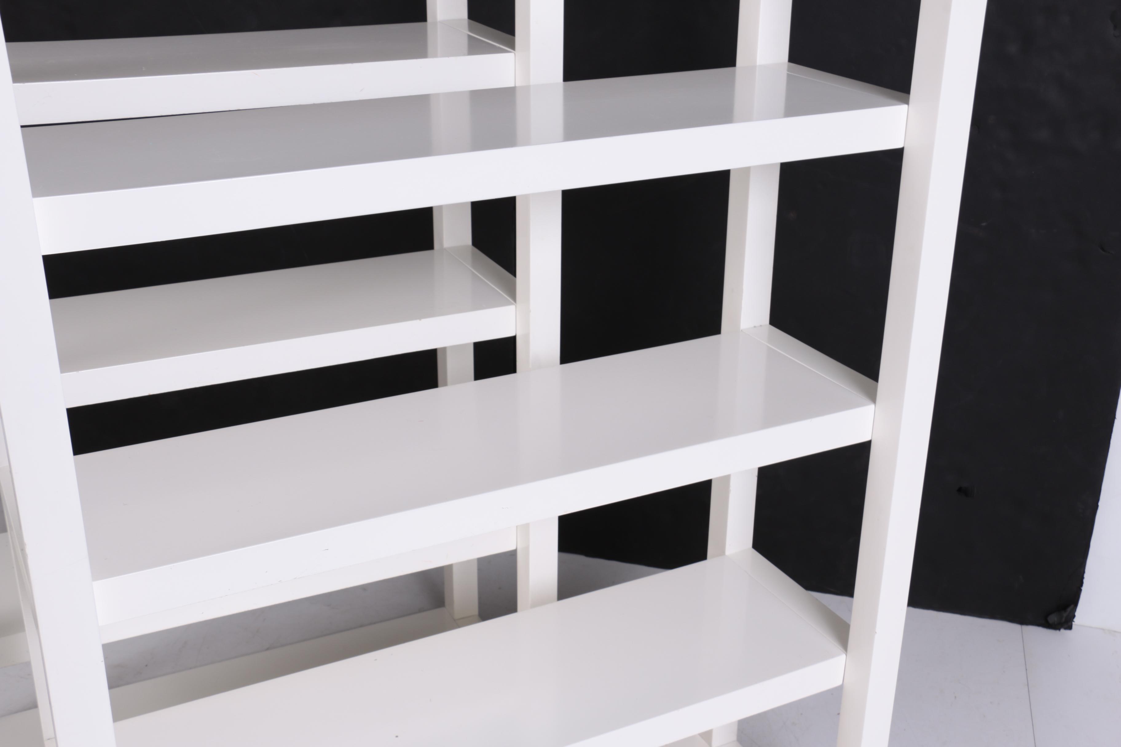 Pair of West Elm White-Lacquered "Parsons Tower" Étagère Bookcases