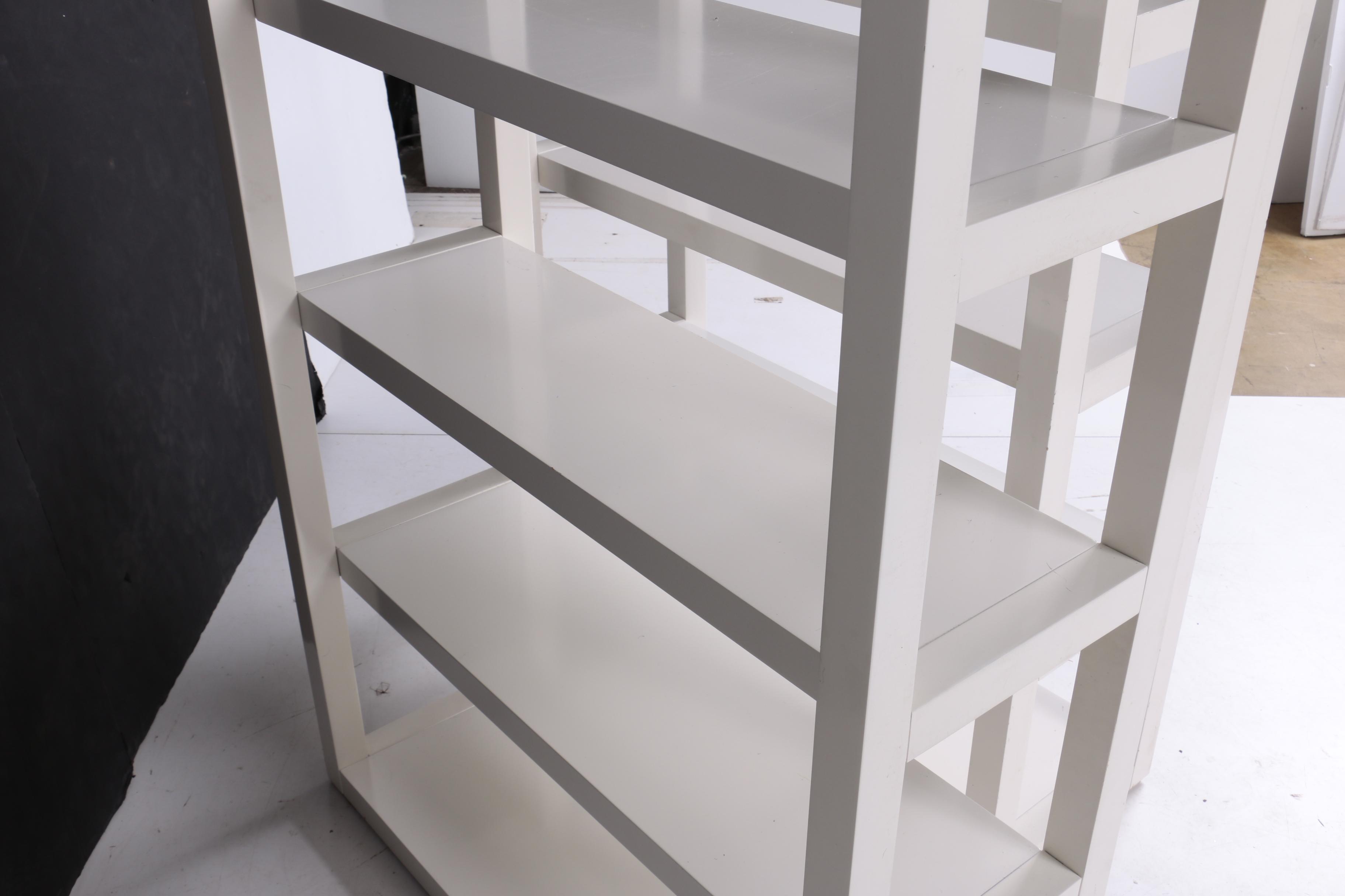 Pair of West Elm White-Lacquered "Parsons Tower" Étagère Bookcases