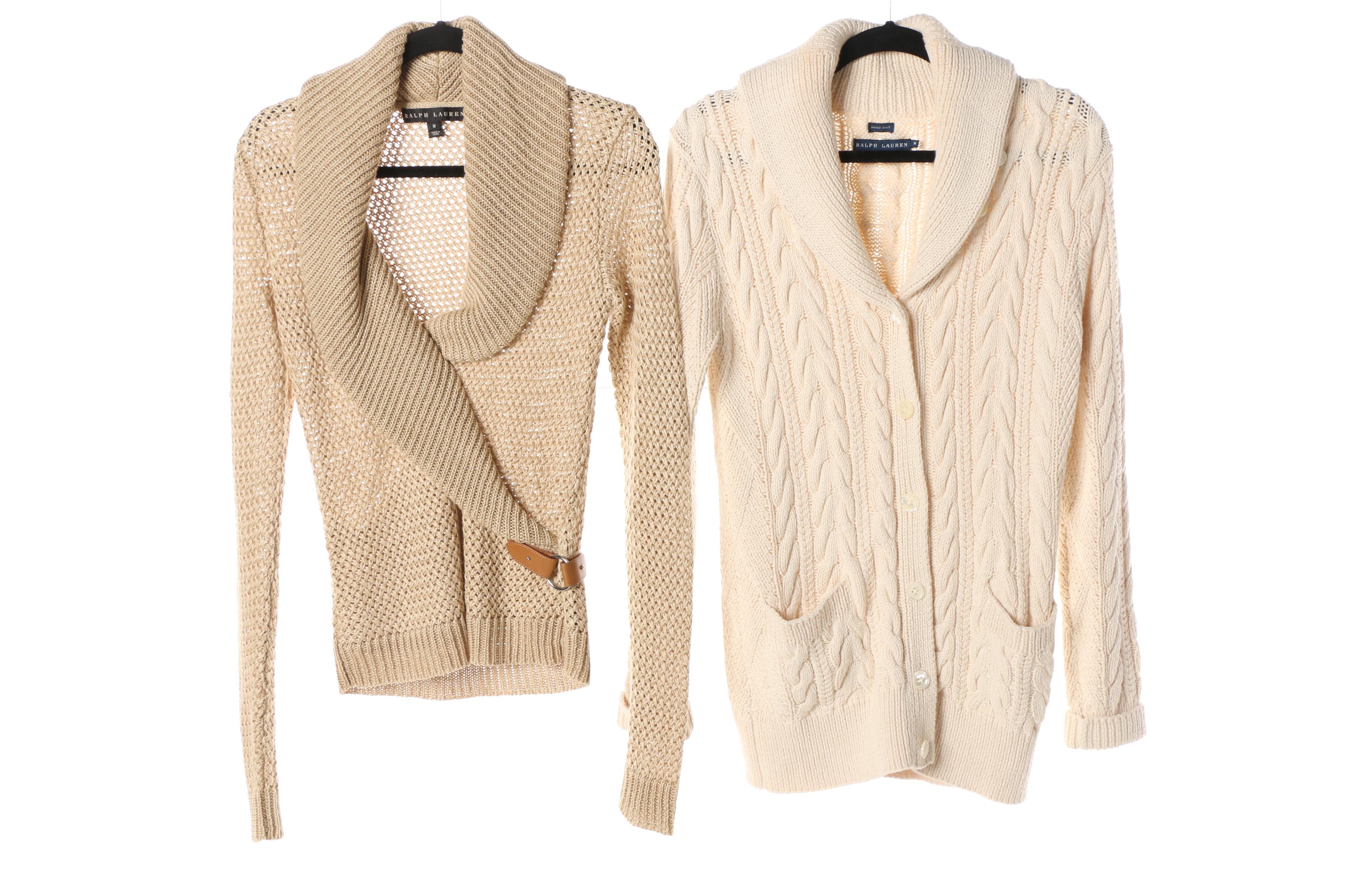 Women's Ralph Lauren Brand Cable-Knit and Woven Sweaters