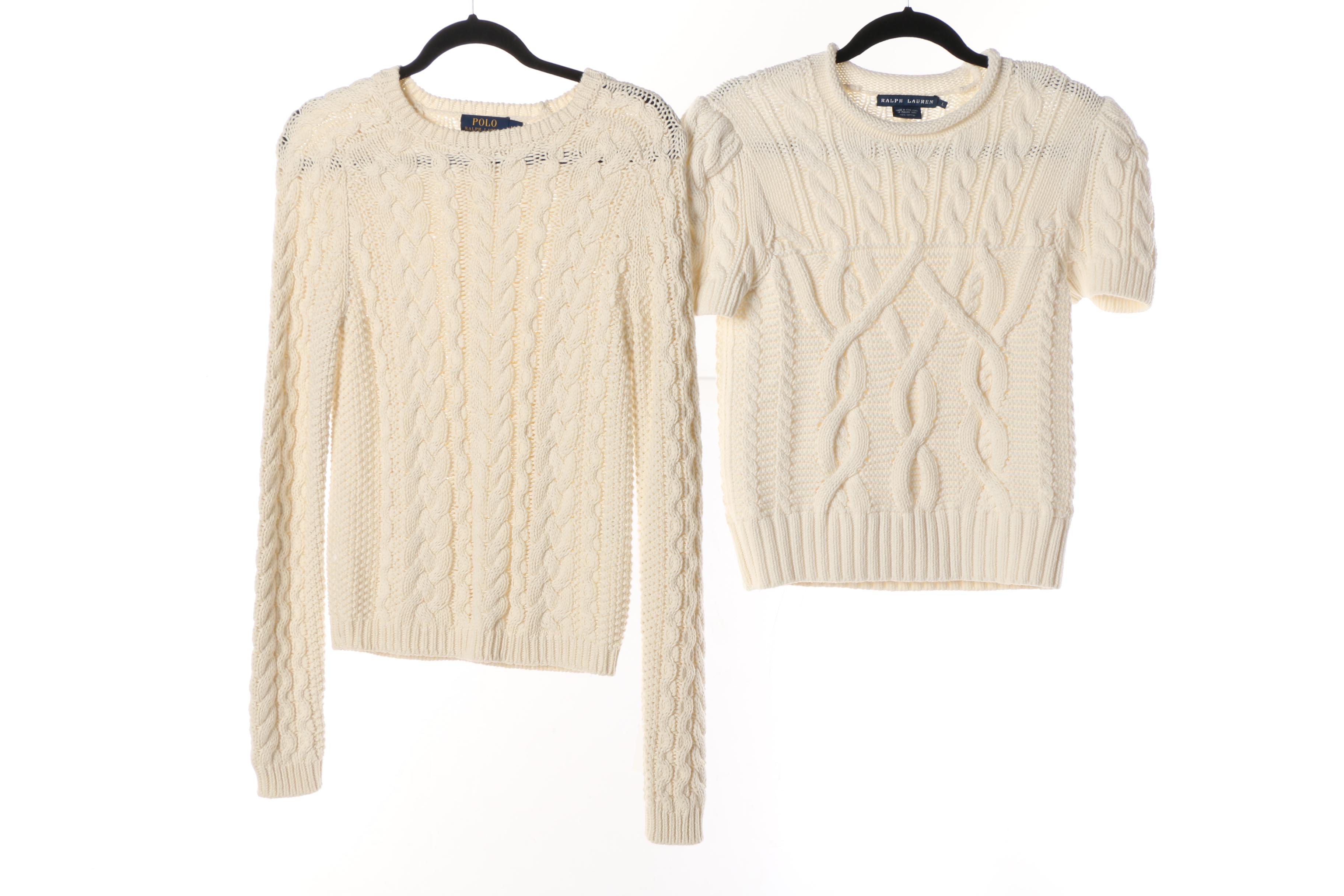Women's Ralph Lauren Brand Cable-Knit and Woven Sweaters