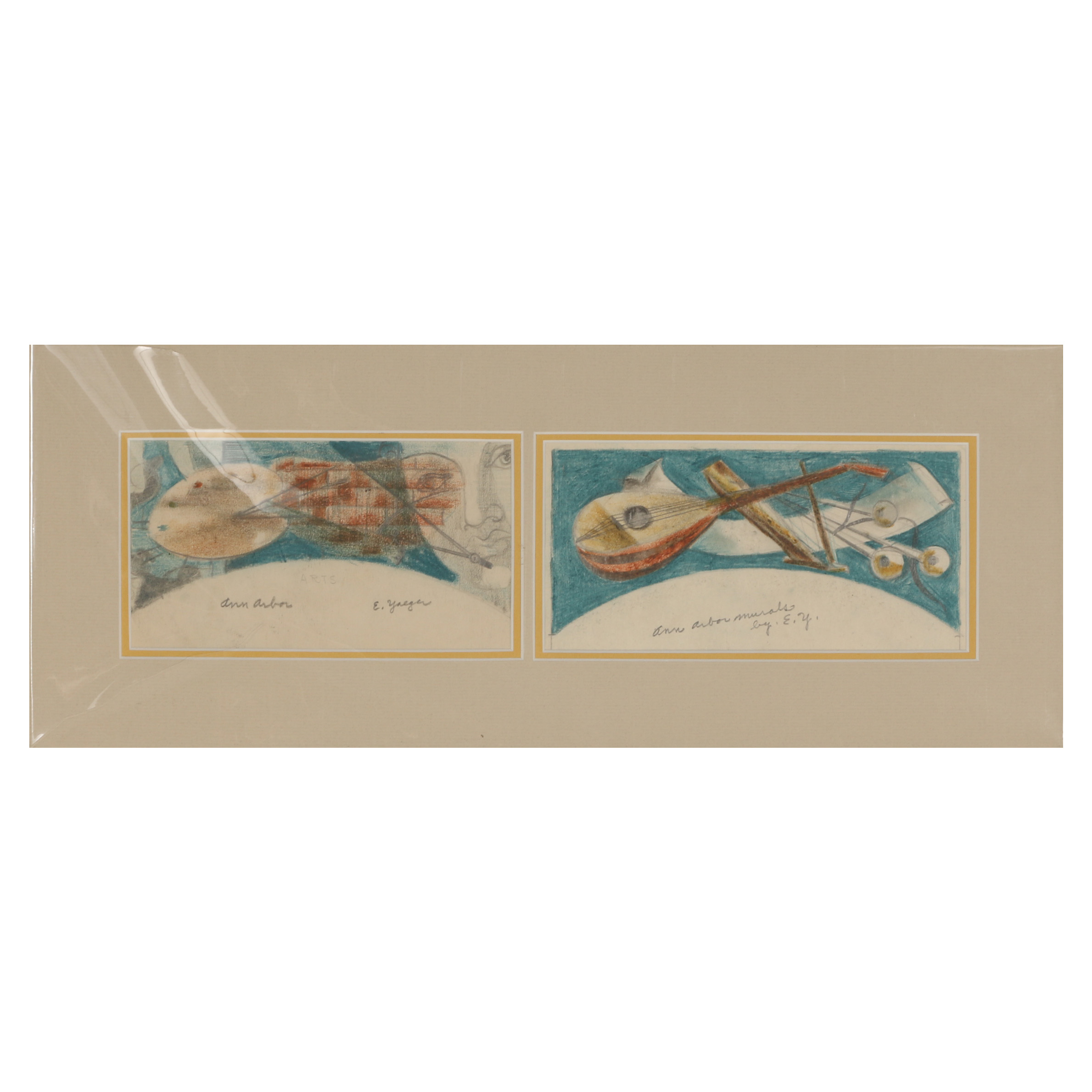 Edgar Yaeger Mixed Media Drawings "Ann Arbor Murals"