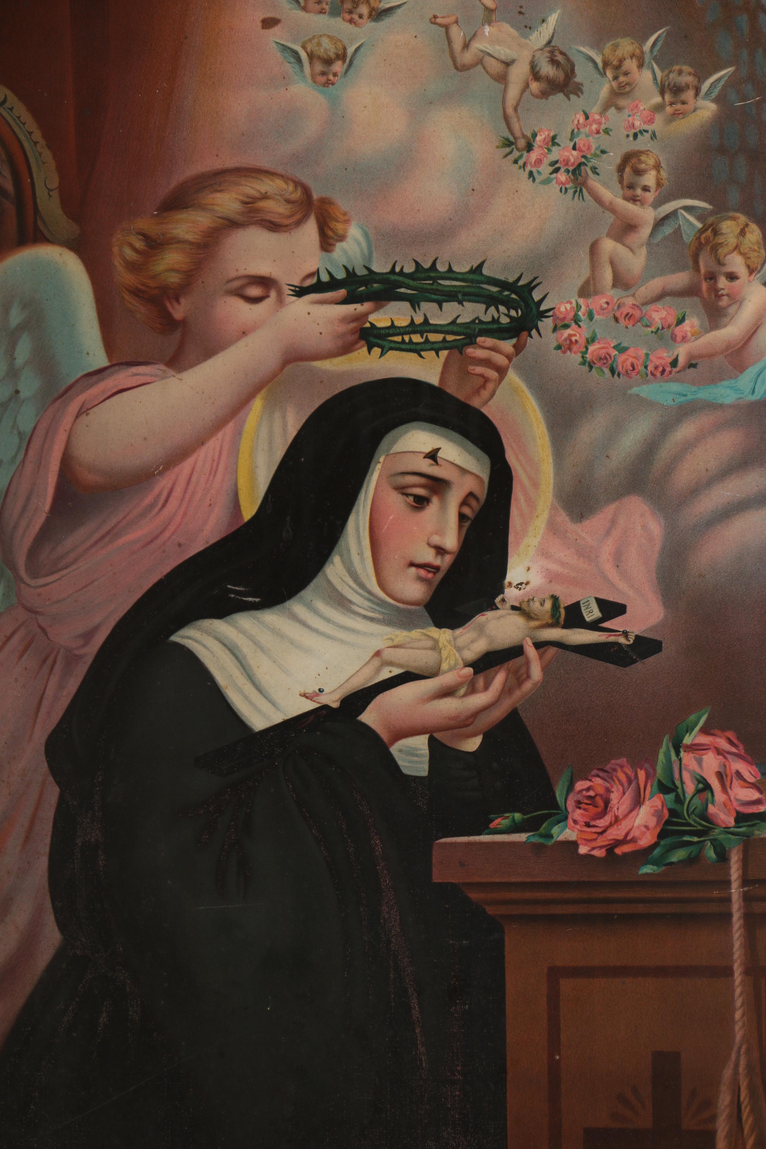 John Duffy Chromolithograph "St. Rita of Cascia" in the manner of Carlo Del Tufo