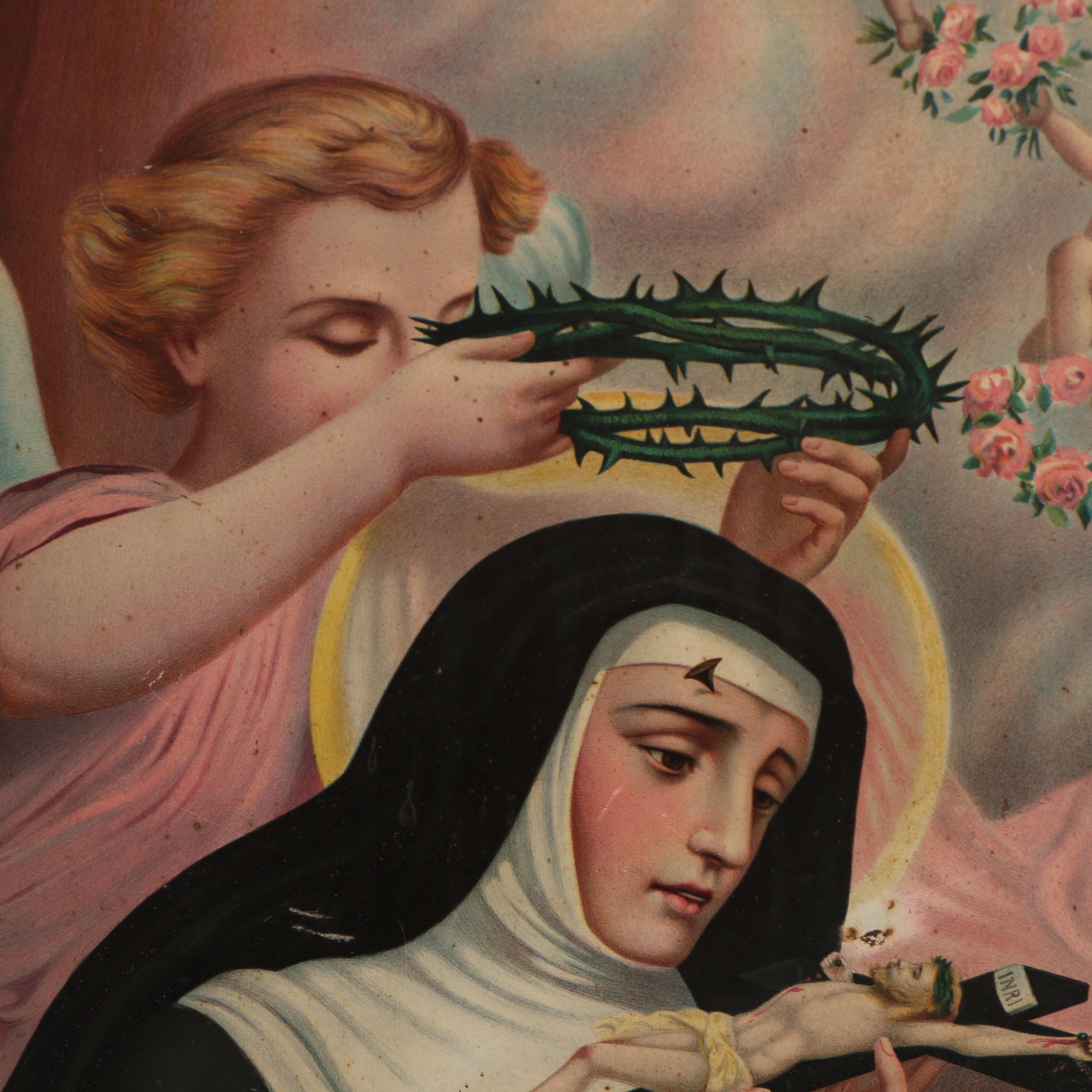 John Duffy Chromolithograph "St. Rita of Cascia" in the manner of Carlo Del Tufo