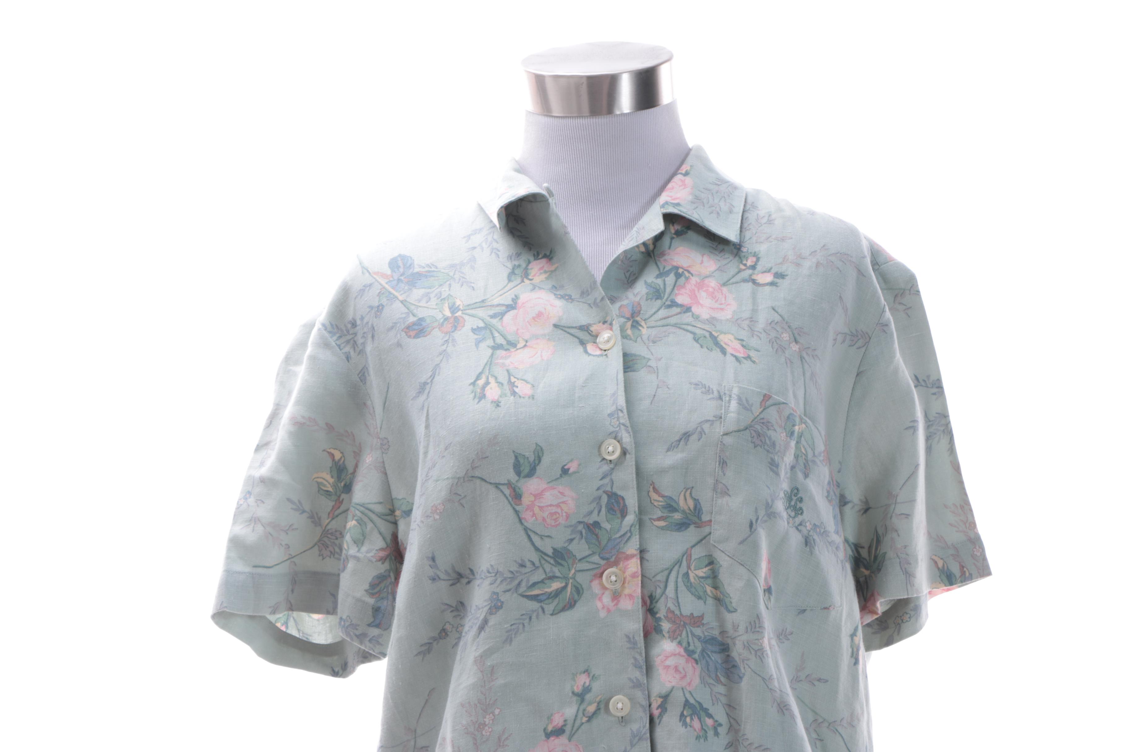 Lauren Ralph Lauren Floral Linen Blouse and Shorts Ensemble