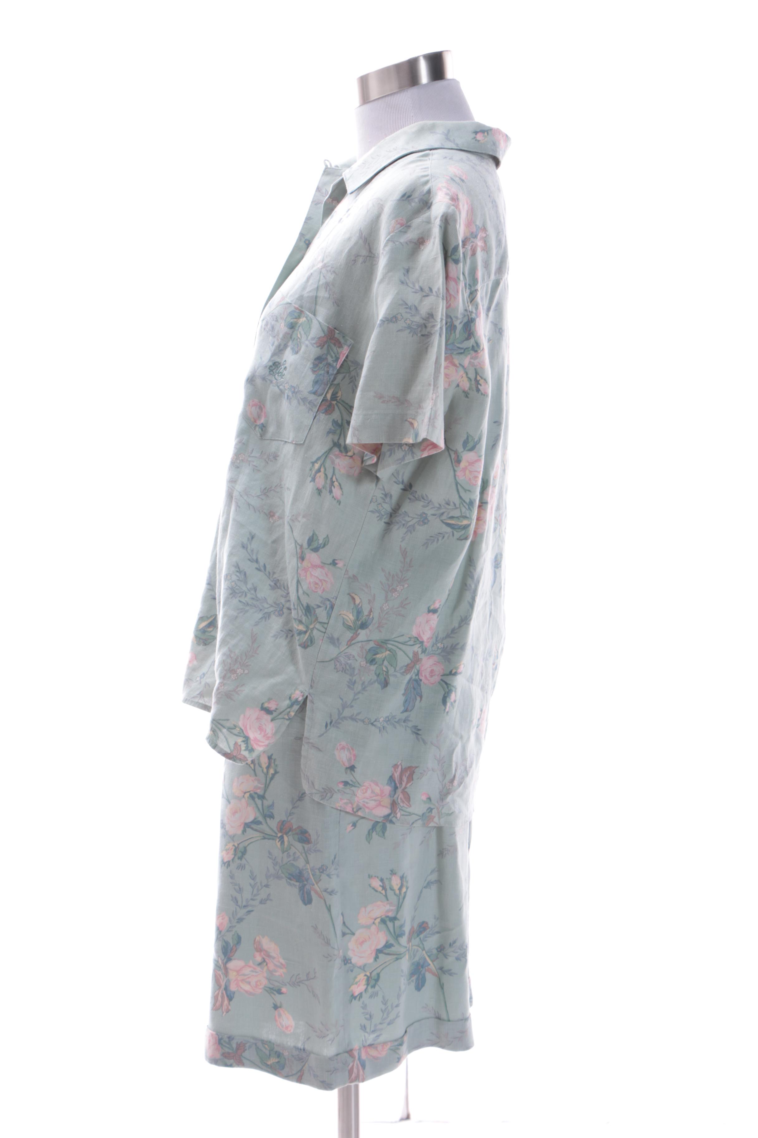 Lauren Ralph Lauren Floral Linen Blouse and Shorts Ensemble