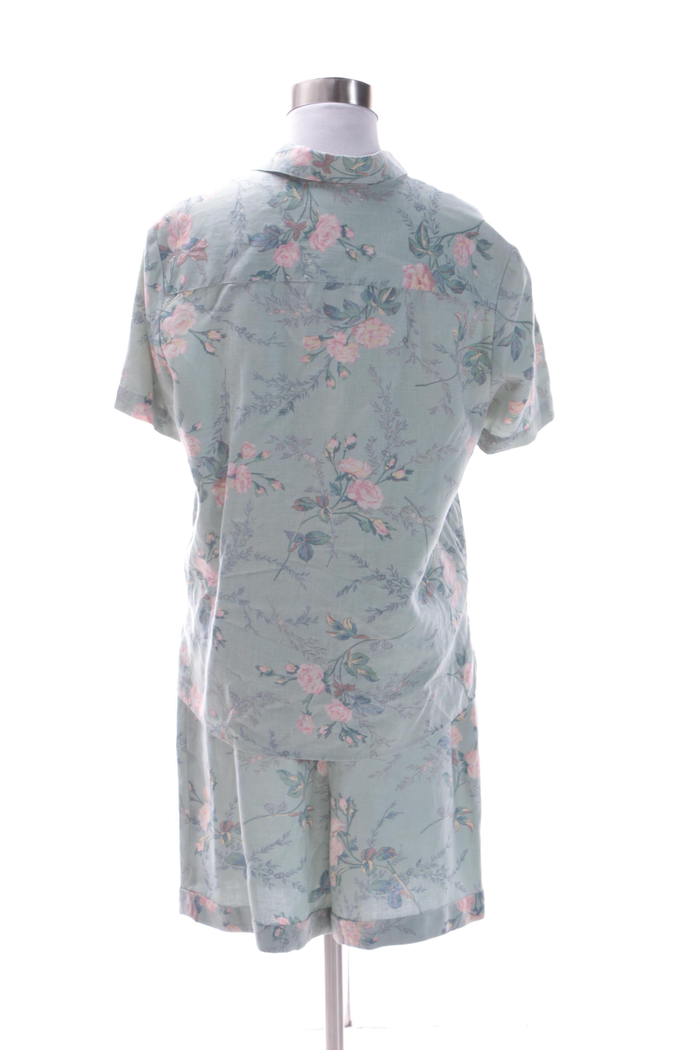 Lauren Ralph Lauren Floral Linen Blouse and Shorts Ensemble