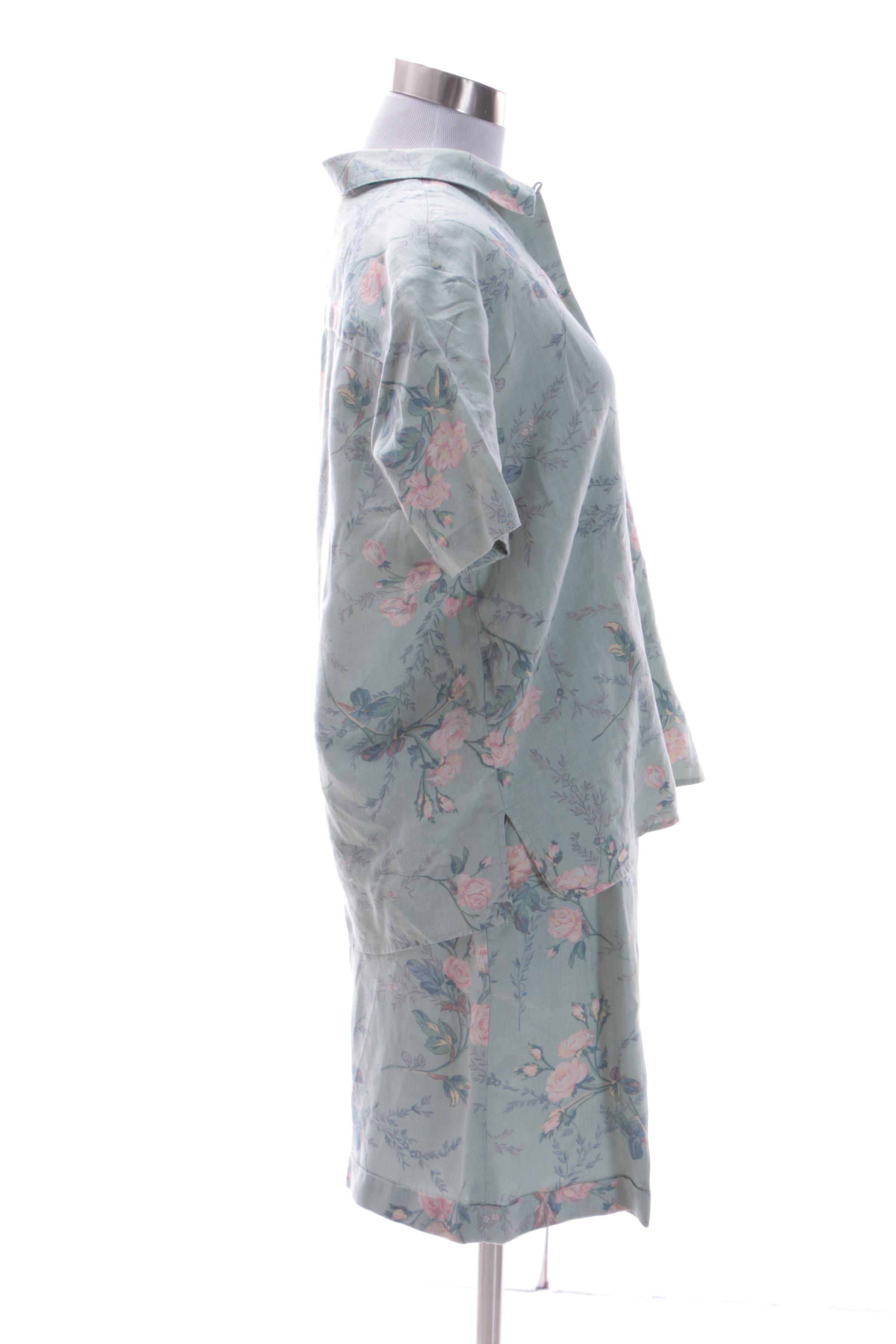 Lauren Ralph Lauren Floral Linen Blouse and Shorts Ensemble