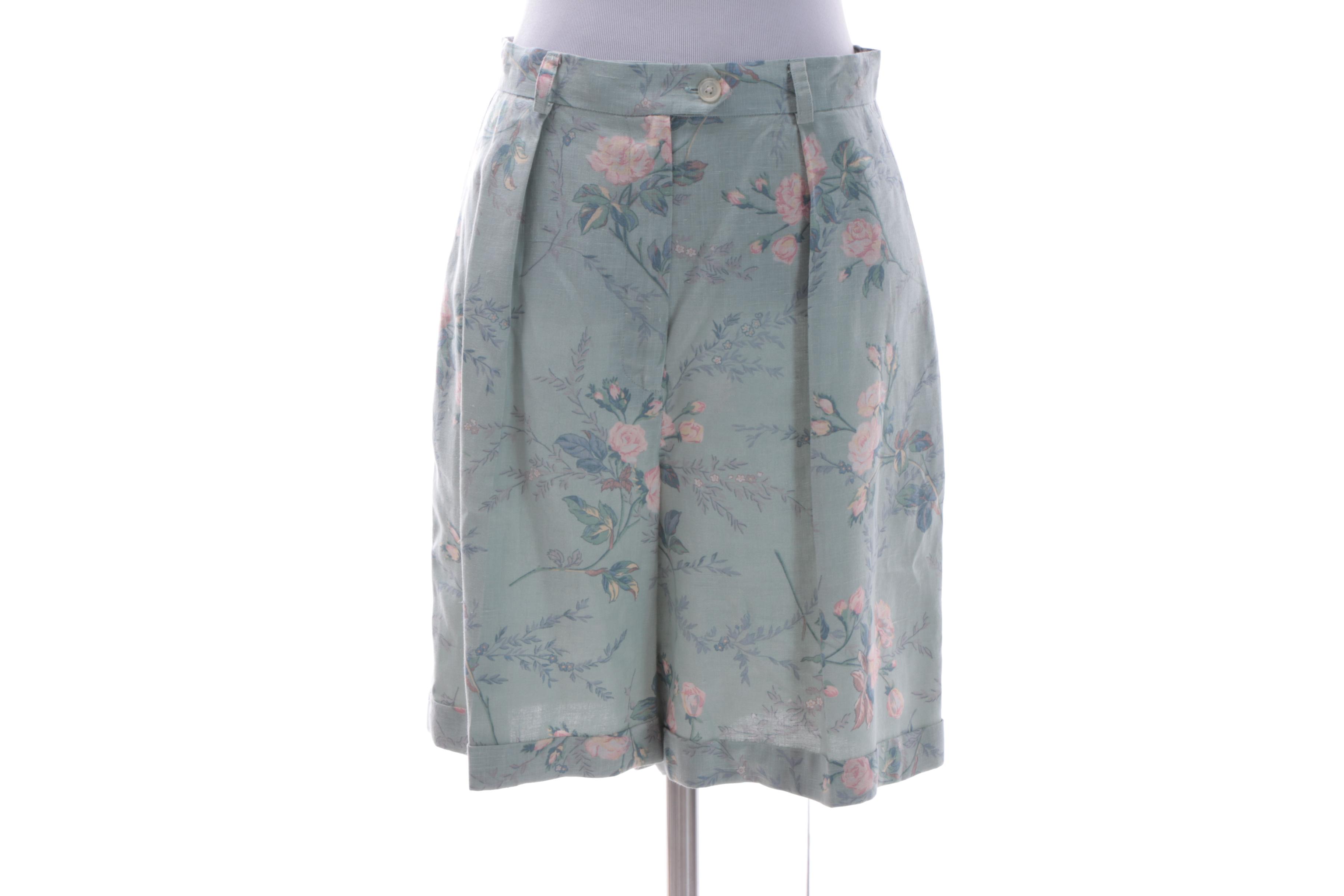 Lauren Ralph Lauren Floral Linen Blouse and Shorts Ensemble