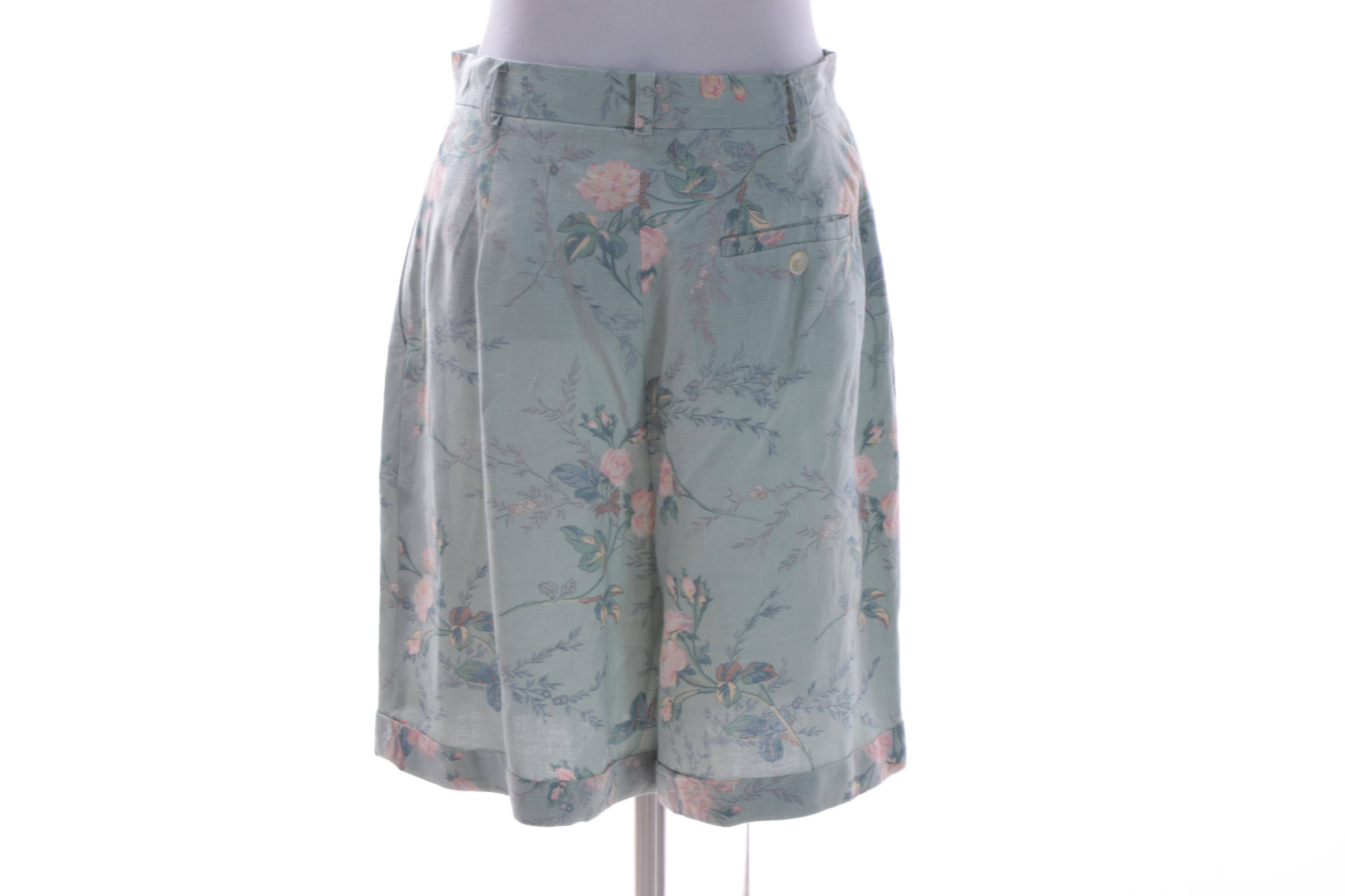 Lauren Ralph Lauren Floral Linen Blouse and Shorts Ensemble