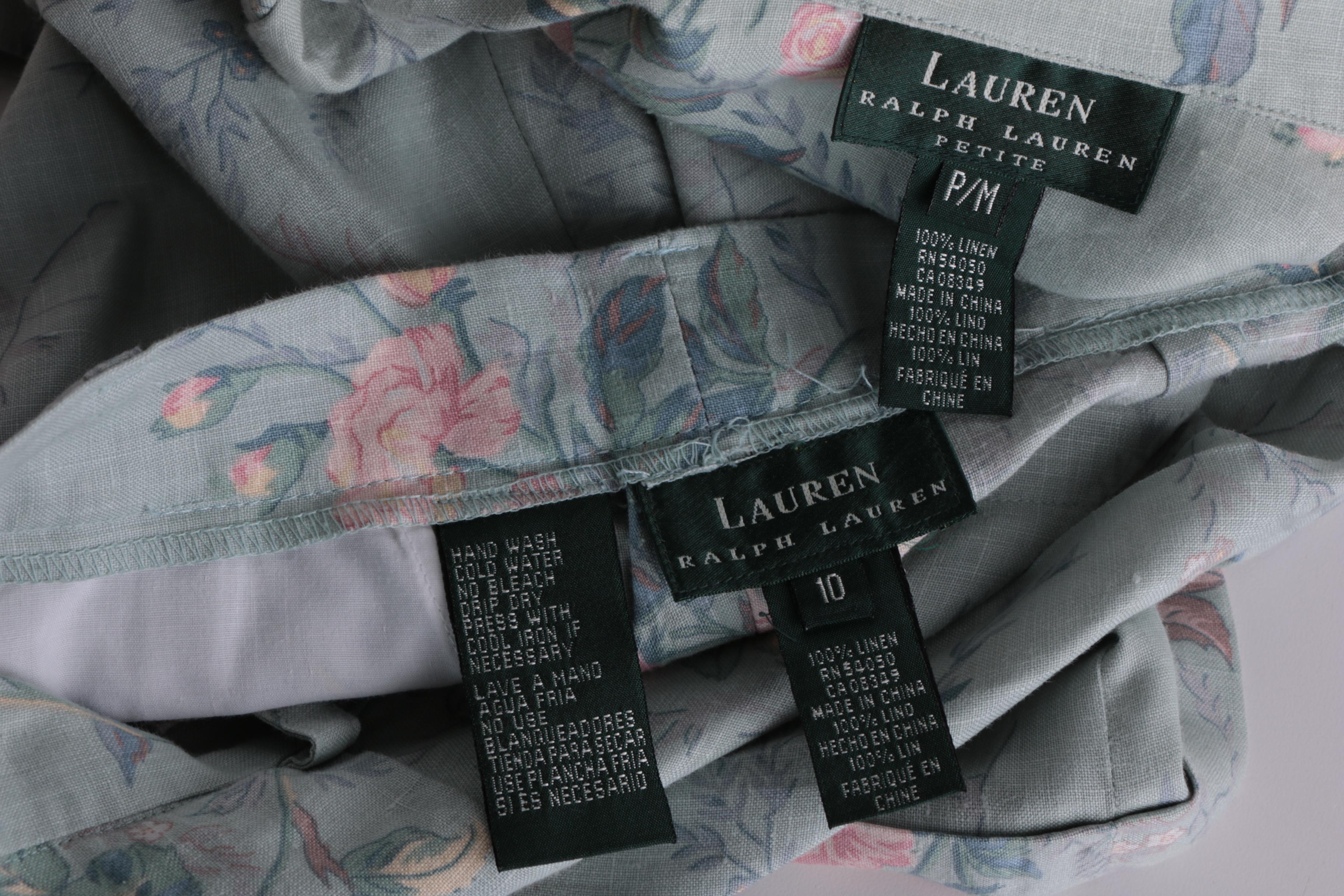 Lauren Ralph Lauren Floral Linen Blouse and Shorts Ensemble