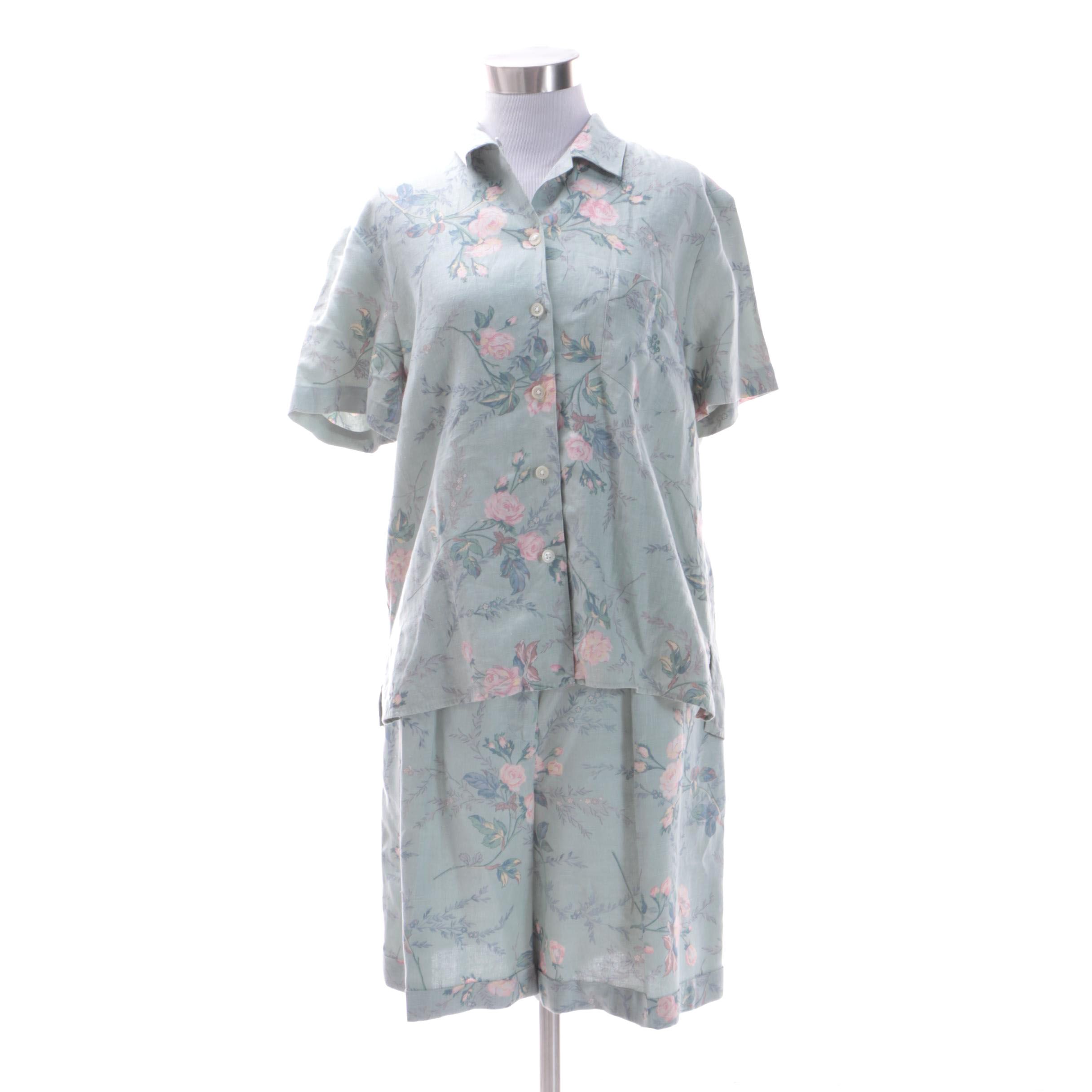 Lauren Ralph Lauren Floral Linen Blouse and Shorts Ensemble