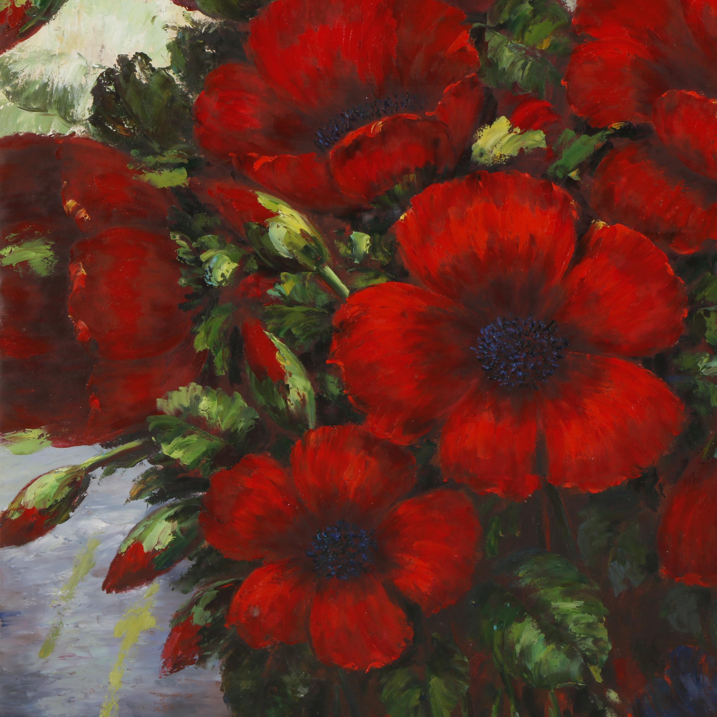 Large Decorative Floral Oil Painting