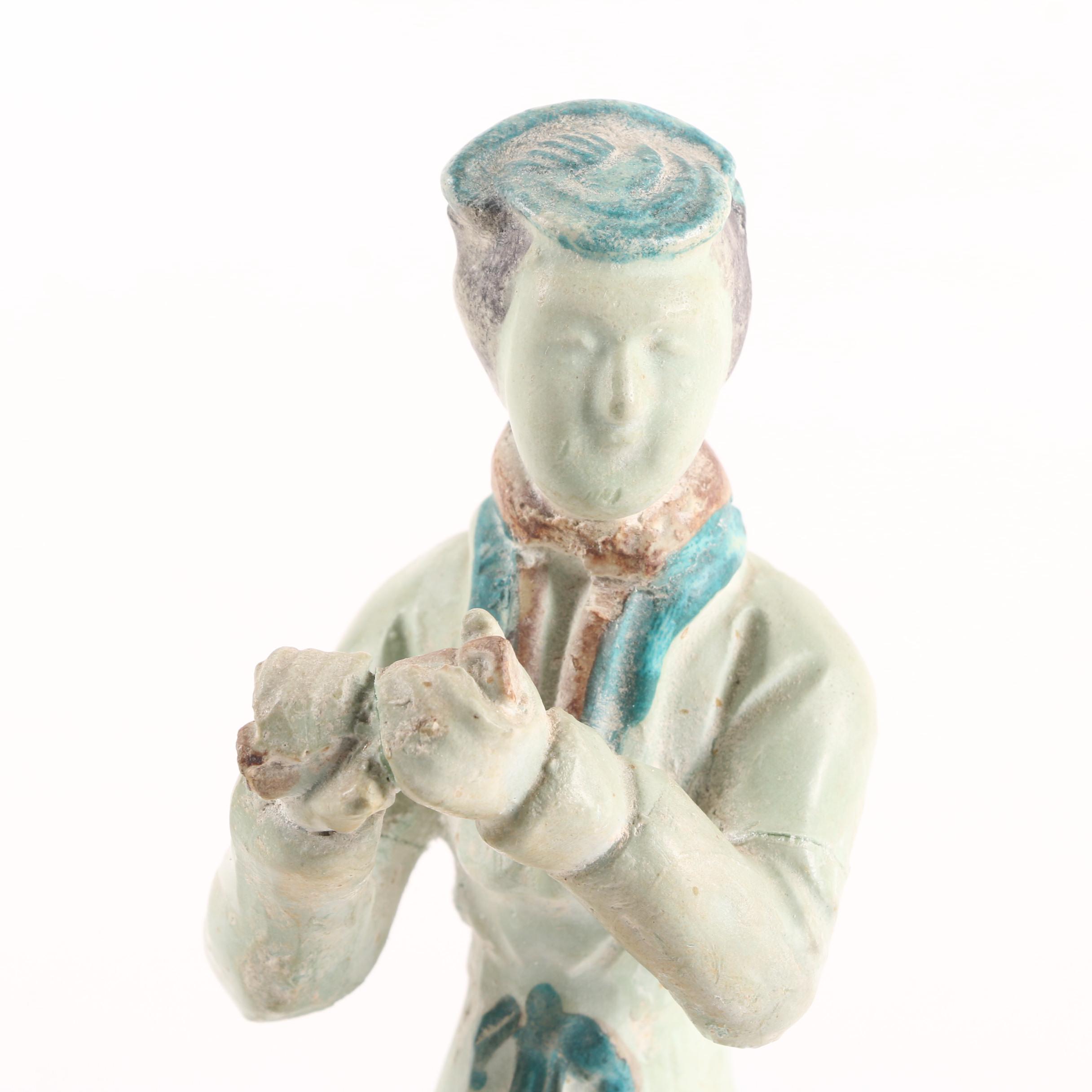 Vintage Hand-Painted Female Plaster Figurines with Bases