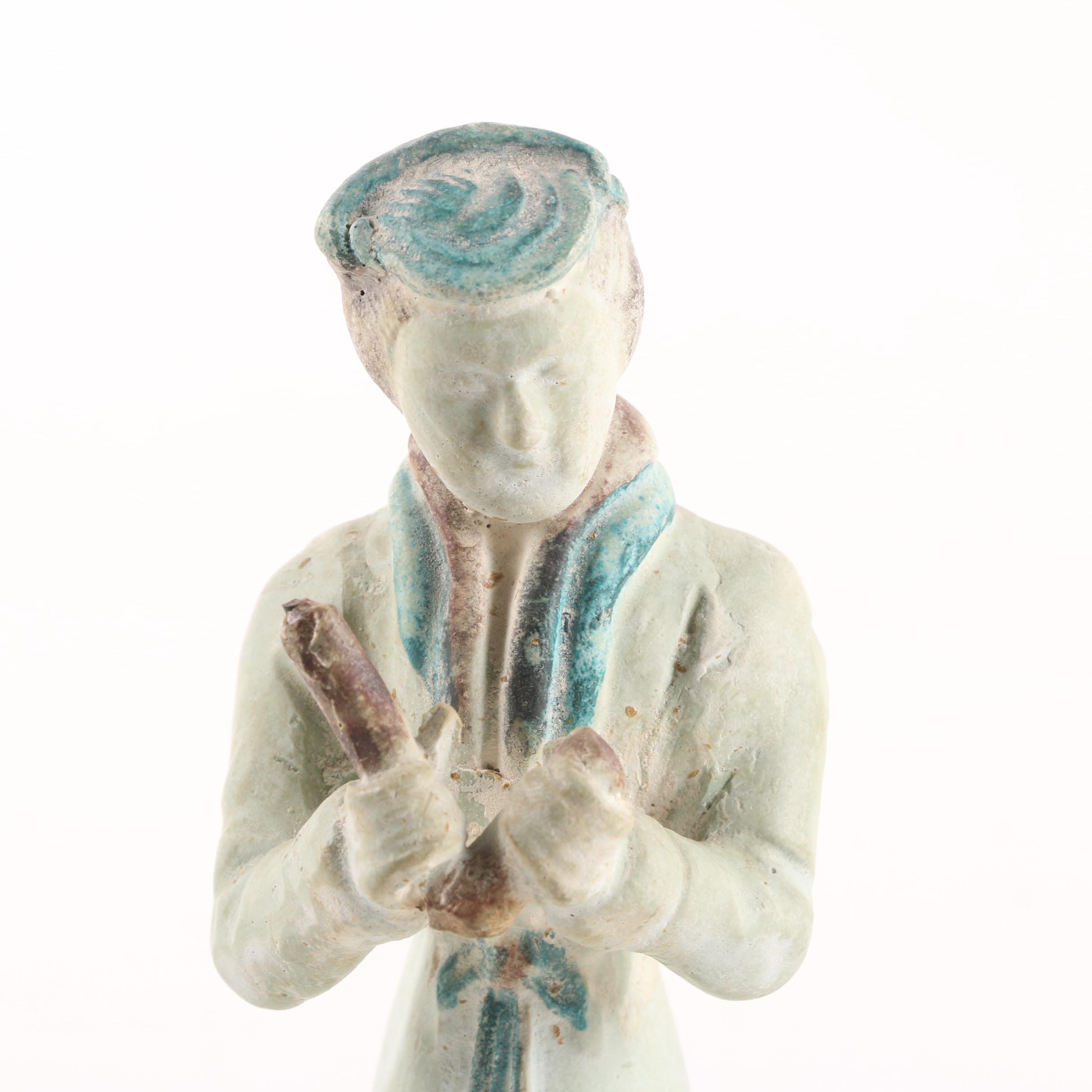 Vintage Hand-Painted Female Plaster Figurines with Bases