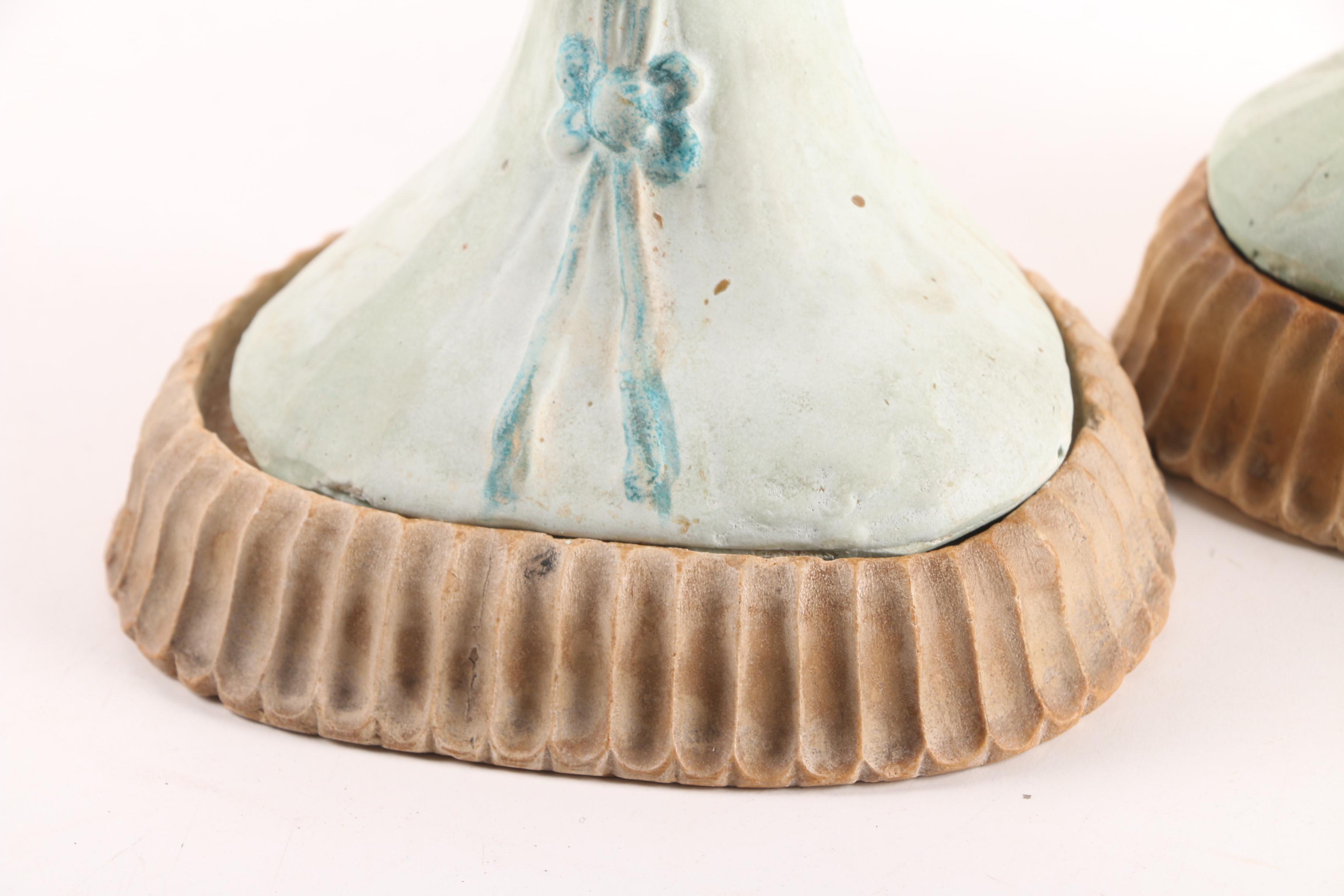 Vintage Hand-Painted Female Plaster Figurines with Bases