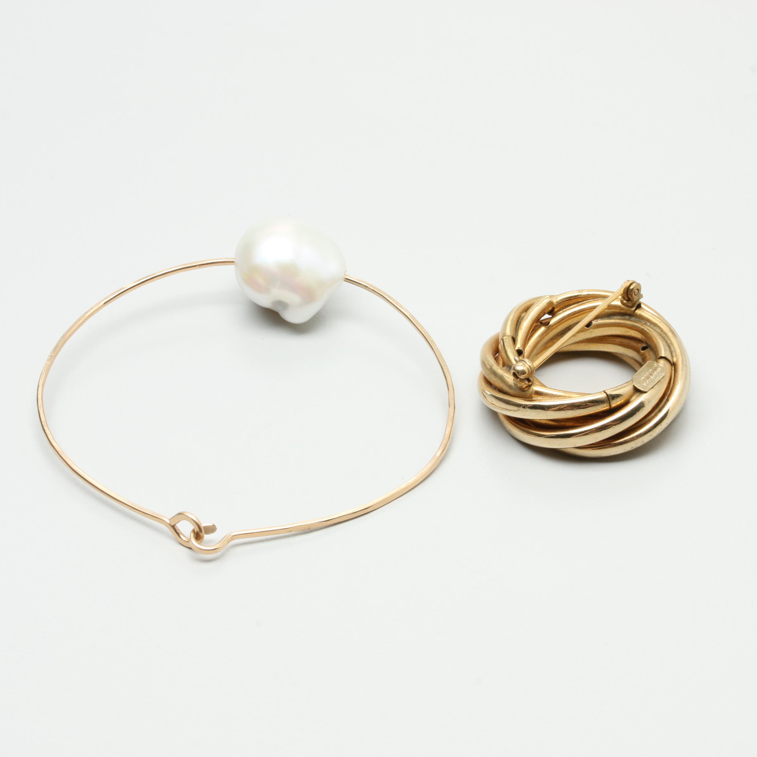 Gold Tone Jewelry Assortment Featuring Cultured Pearl