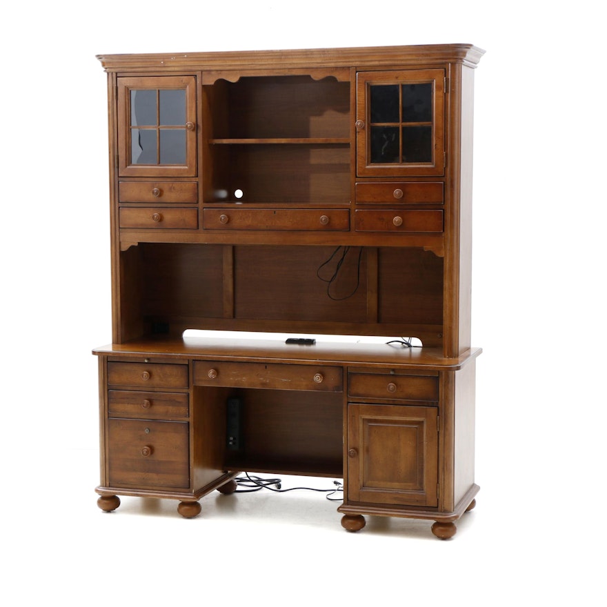 Contemporary Maple Desk with Hutch by Stanley