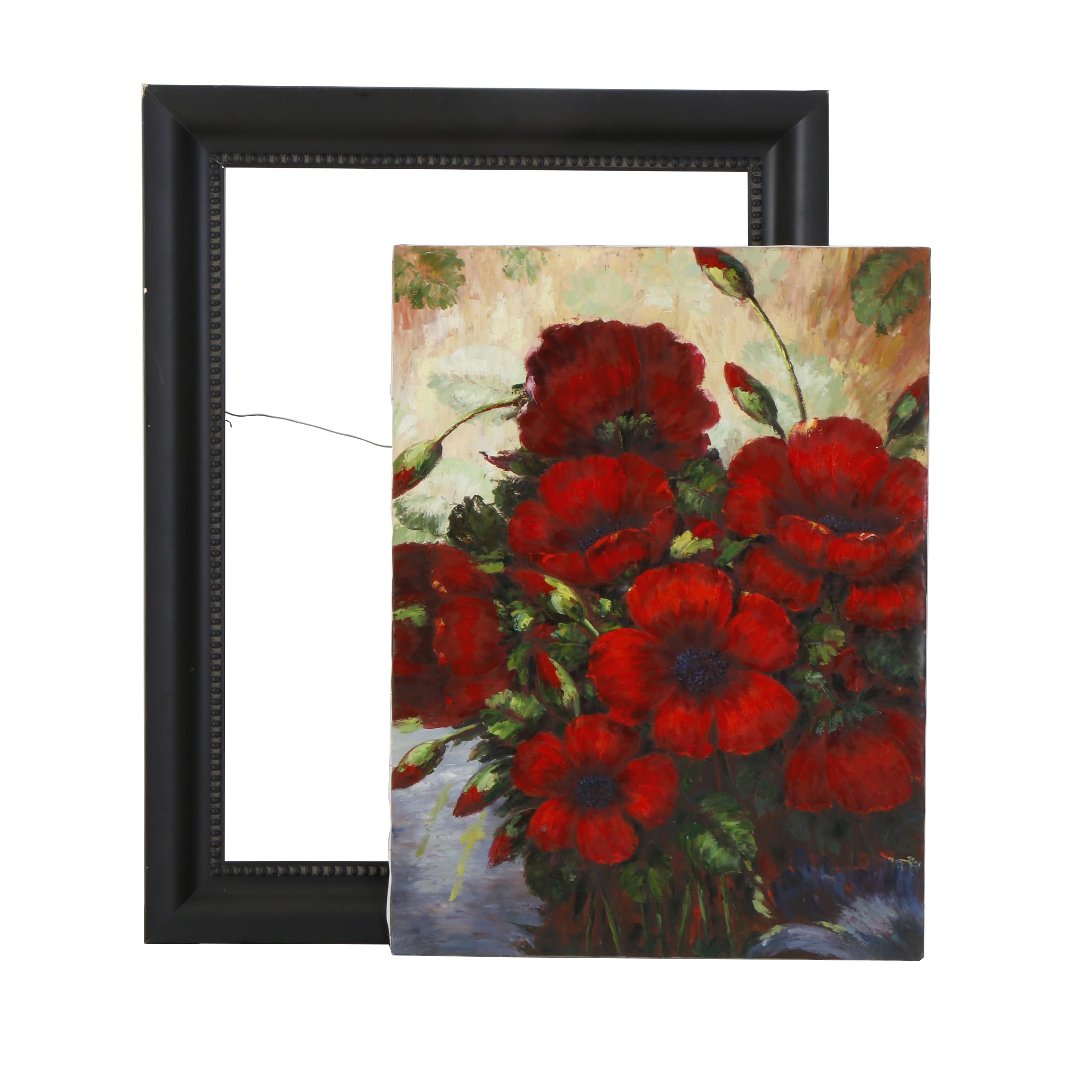 Large Decorative Floral Oil Painting