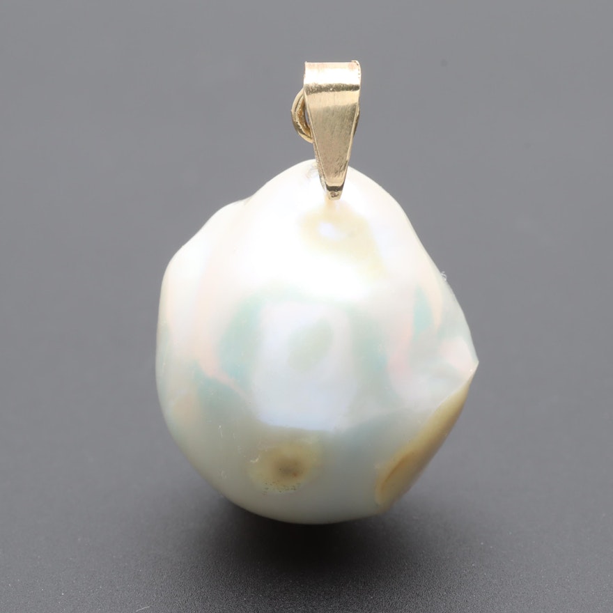 14K Yellow Gold Baroque Cultured Pearl Pendant