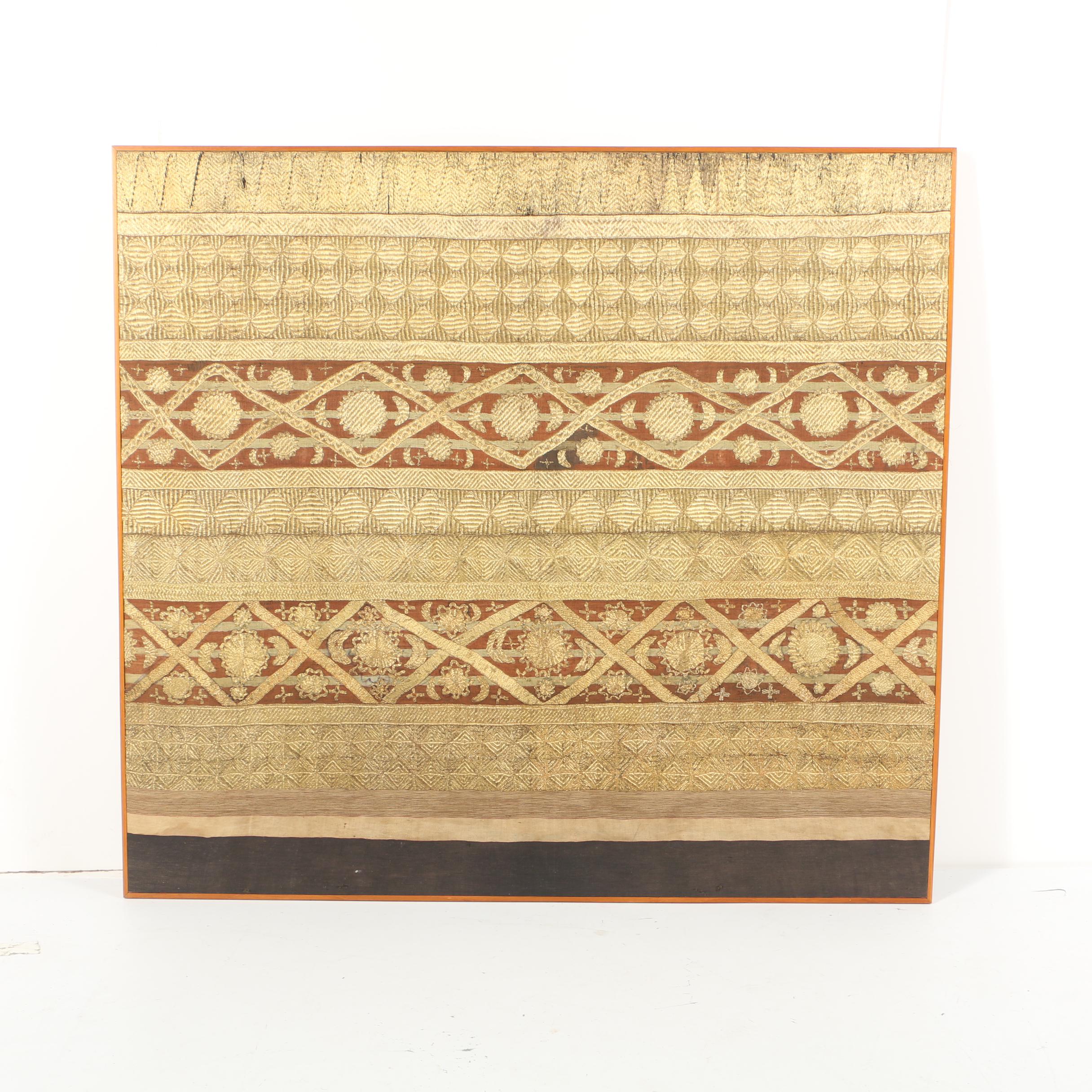 Antique Indonesian Style Silk and Gold Thread Tapis